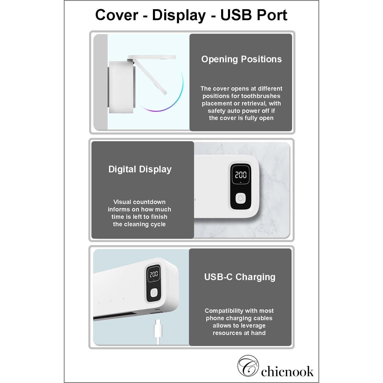 Soporte Limpiador UV para Cepillos de Dientes Chicnook