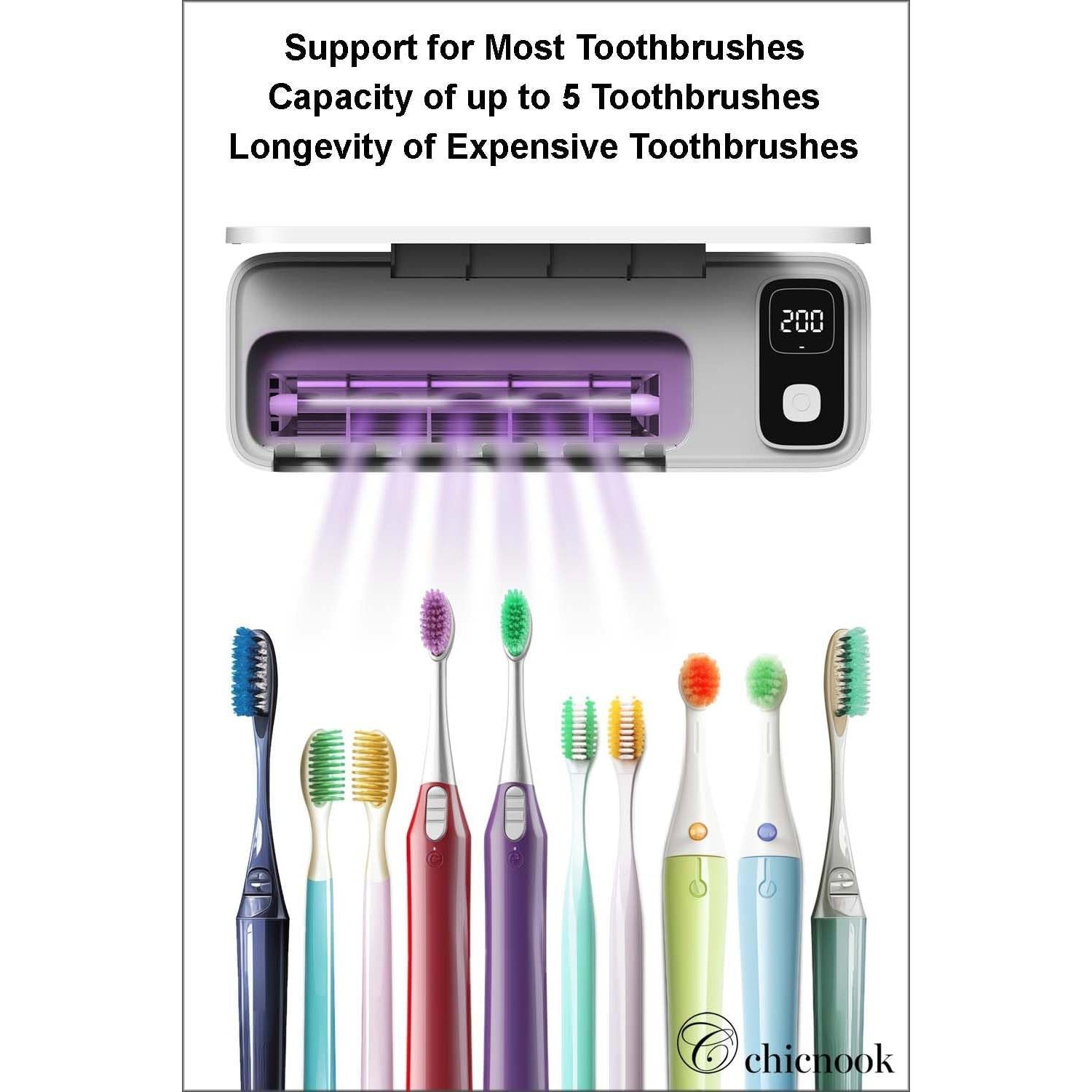 Soporte Limpiador UV para Cepillos de Dientes Chicnook