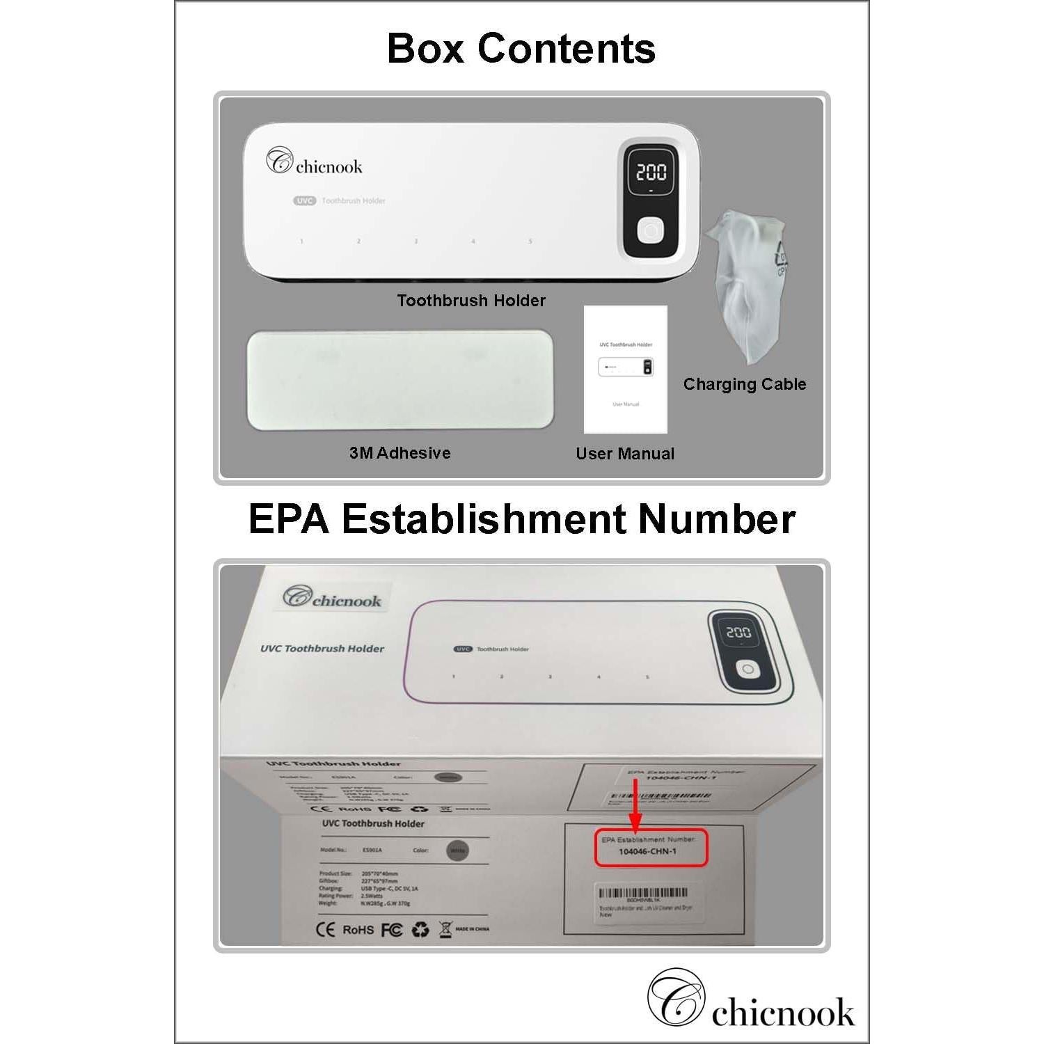 Soporte Limpiador UV para Cepillos de Dientes Chicnook