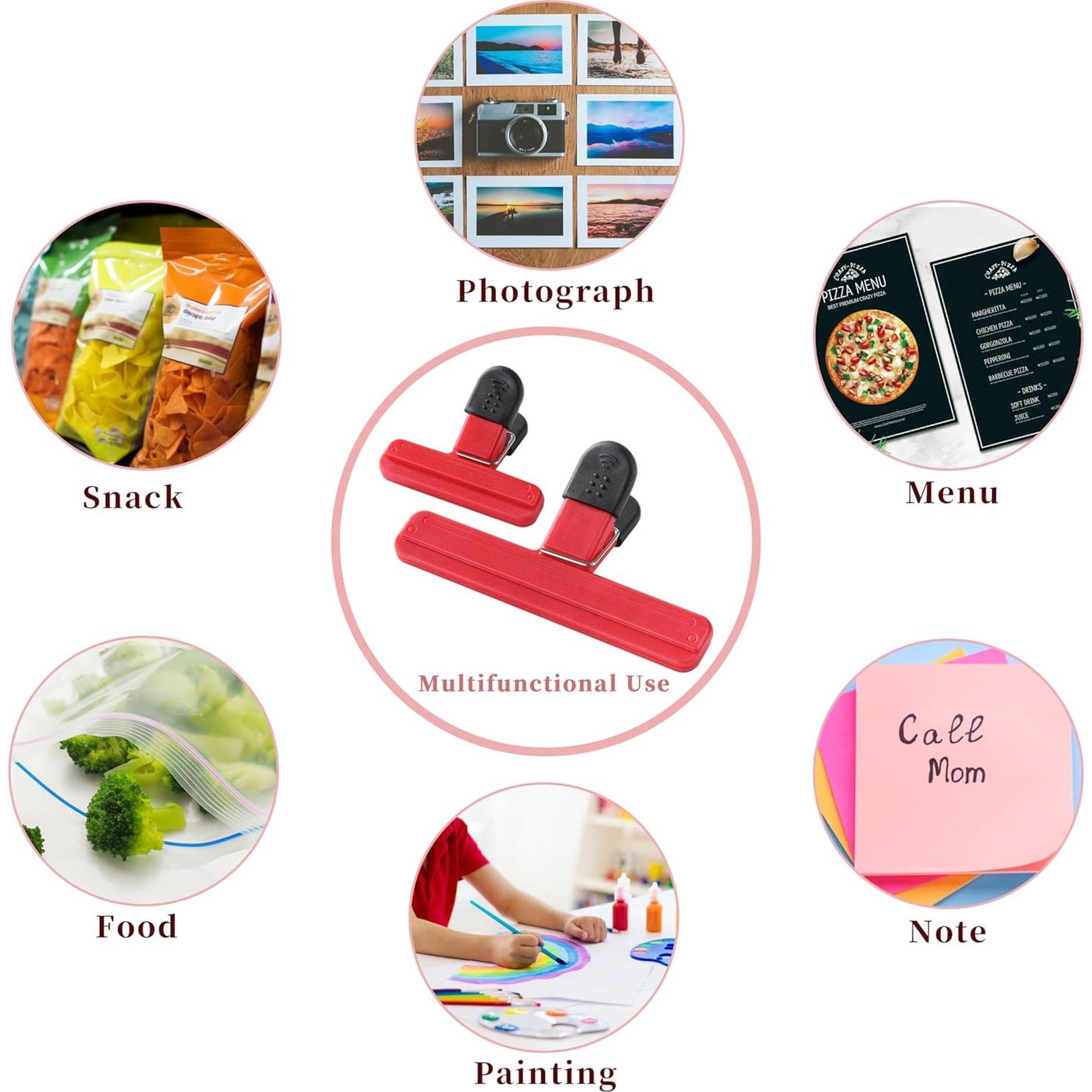 8 Clips para Bolsas de Alimentos HIA - 4 Grandes y 4 Pequeños