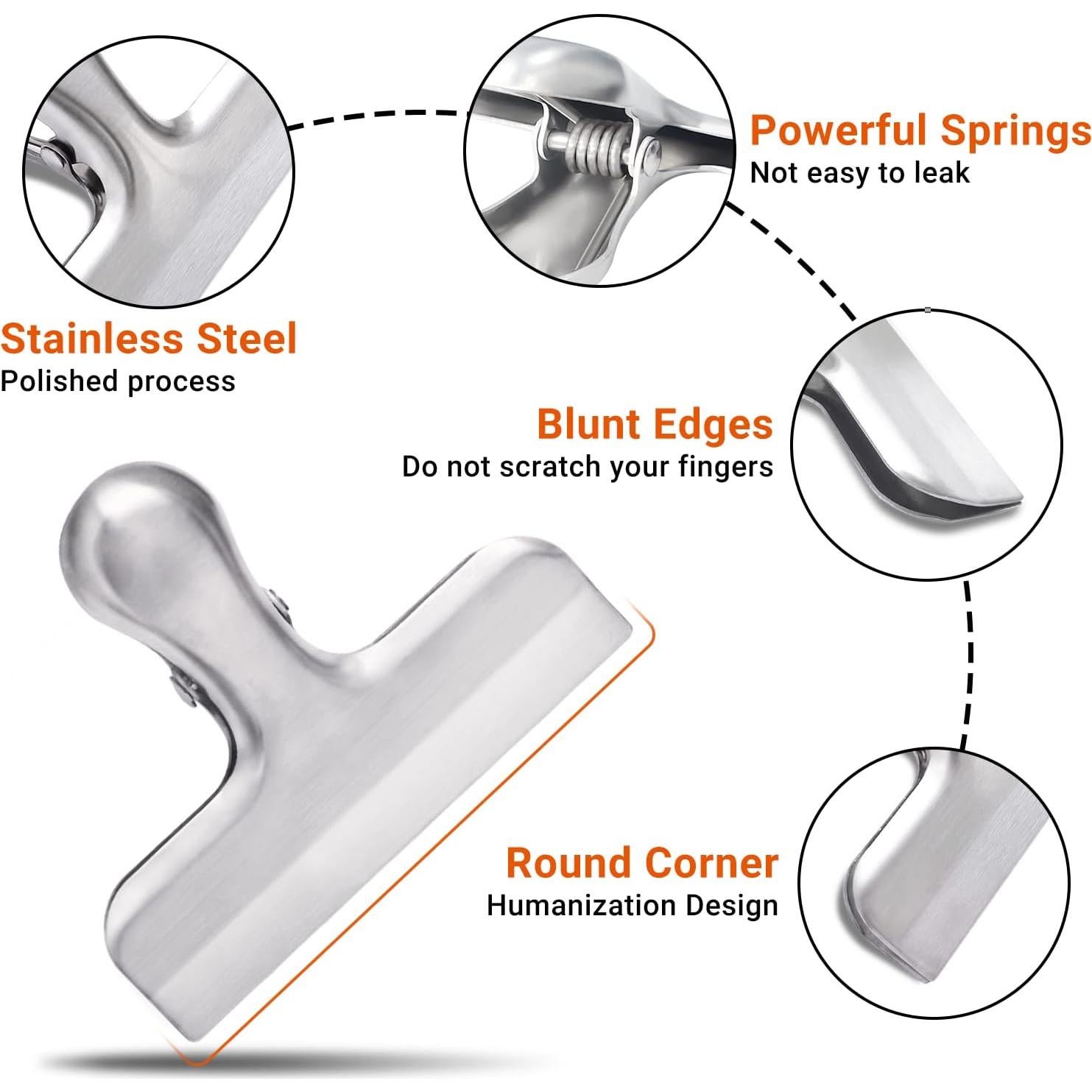 Clip de Bolsa Joyberg 6 Paquetes Acero Inoxidable Sellado