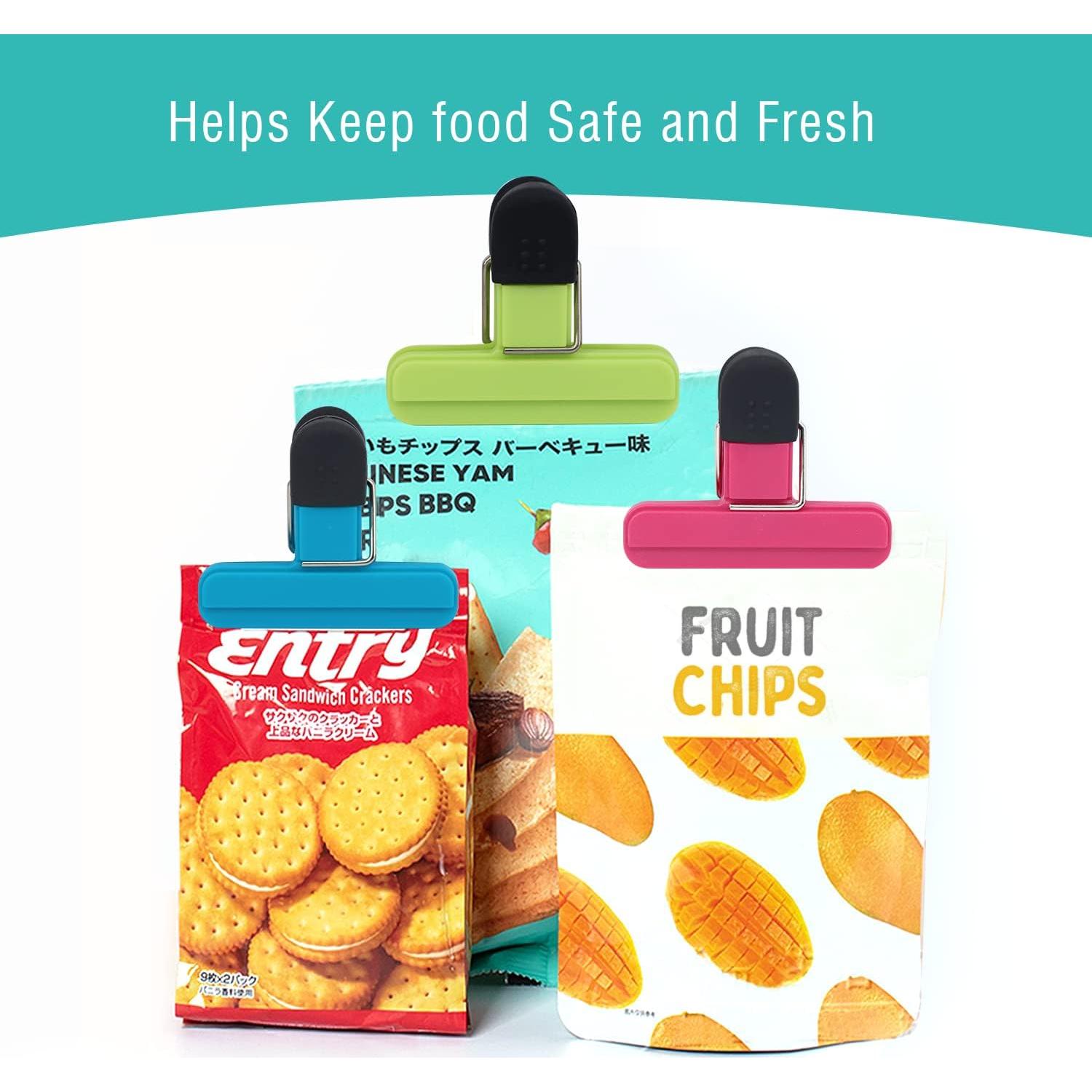 Clips de comida AK1980 - 5 unidades, plástico y goma, 11.9x14cm