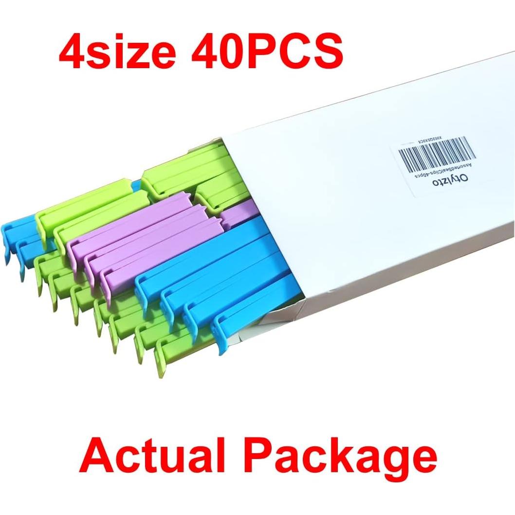 40 Clips de Sellado de Comida Otylzto - 5 Tamaños Variados