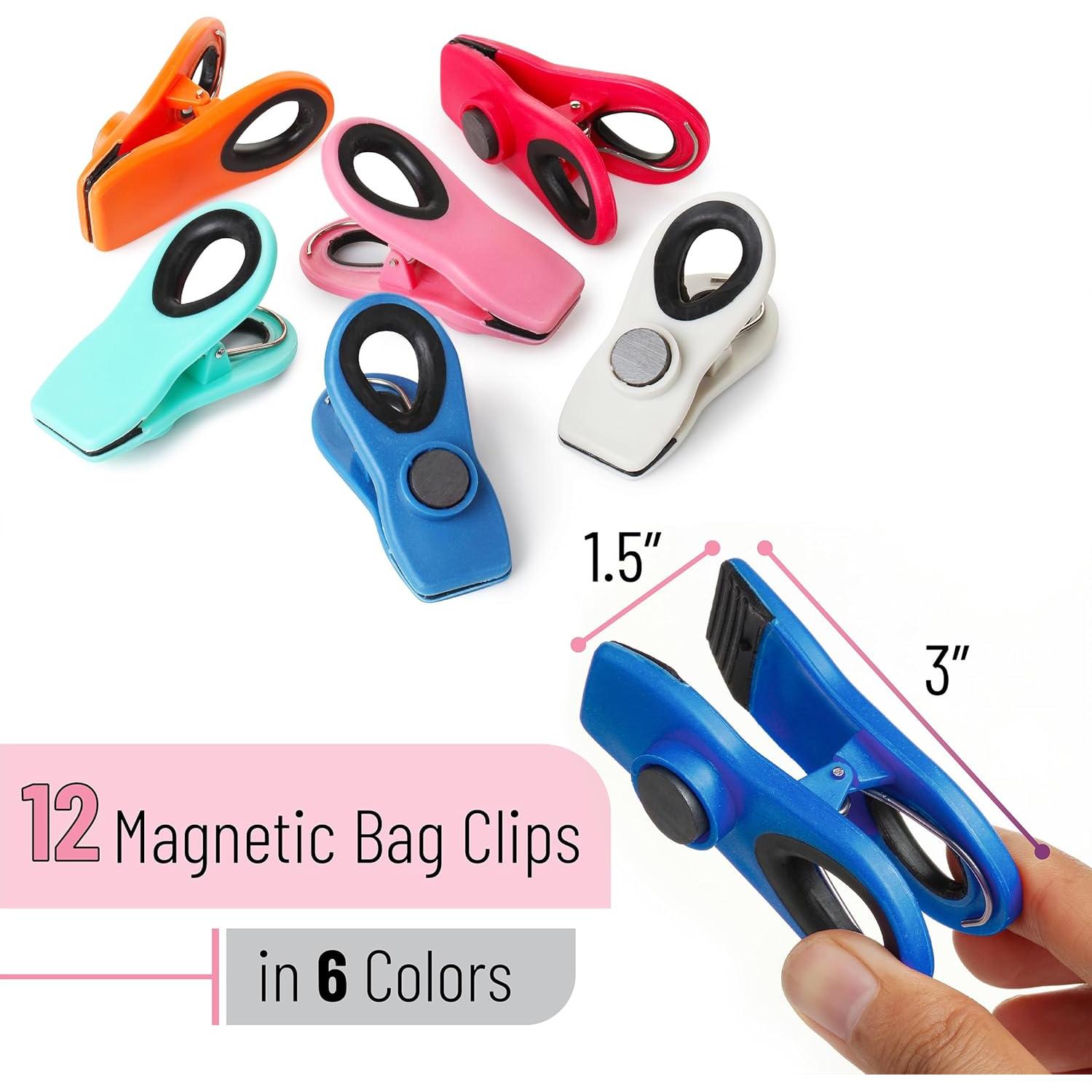 Clips Magnéticos para Bolsas Mr. Pen - 12 Colores Variados