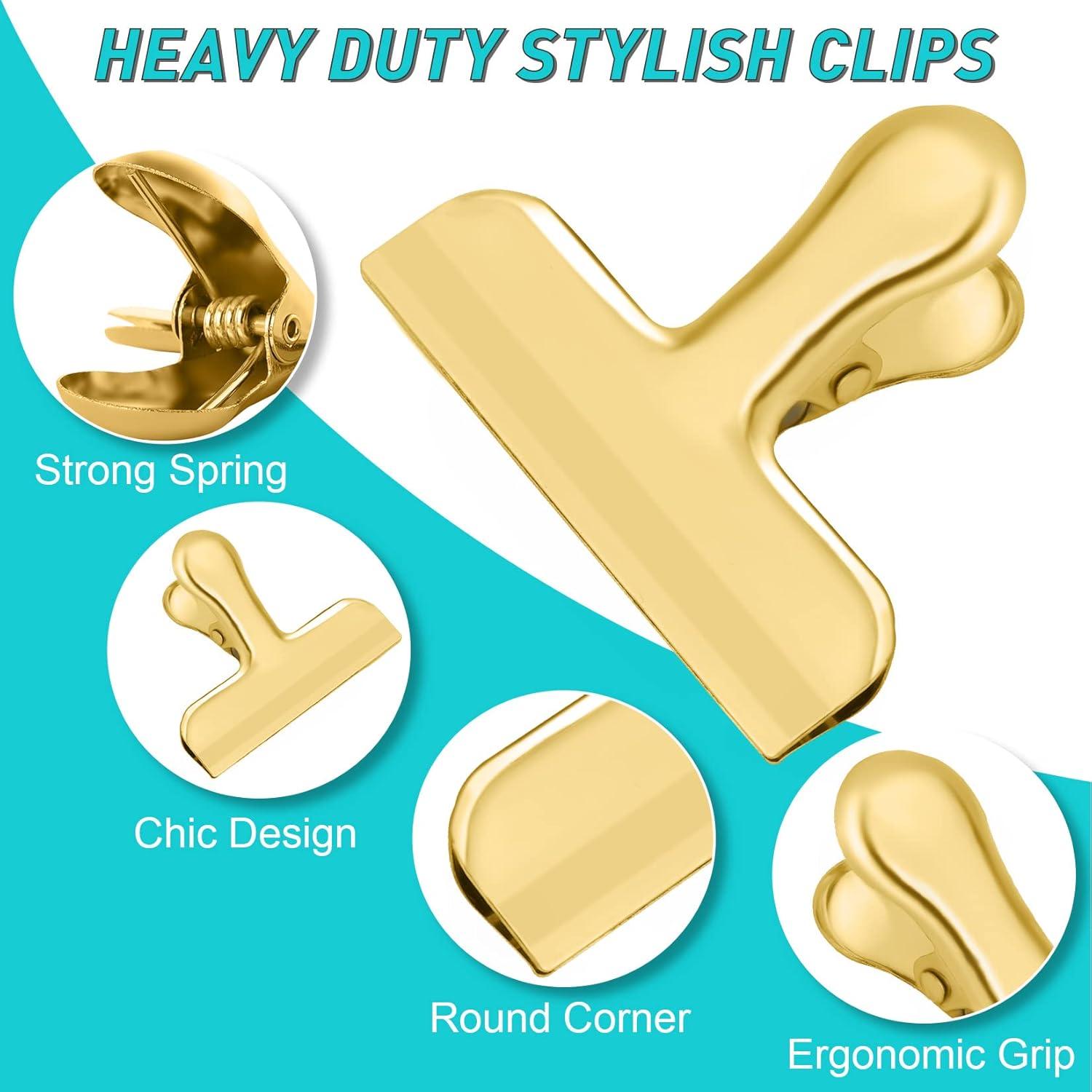 Clips de Acero Inoxidable Dorado Funfery 8 Paquete 7,62 cm