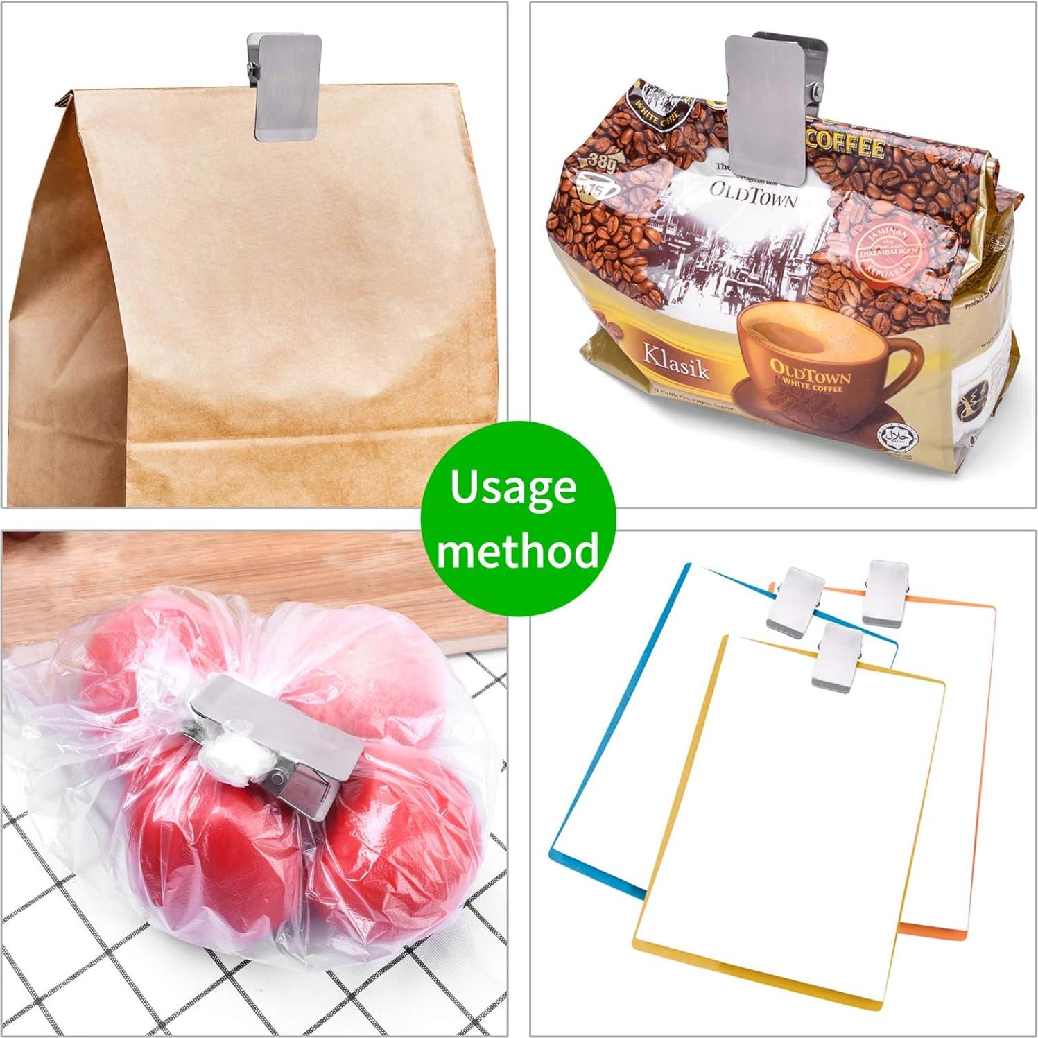 Clip de Bolsa de Chips BURLIHOME Acero Inoxidable 6 Pcs