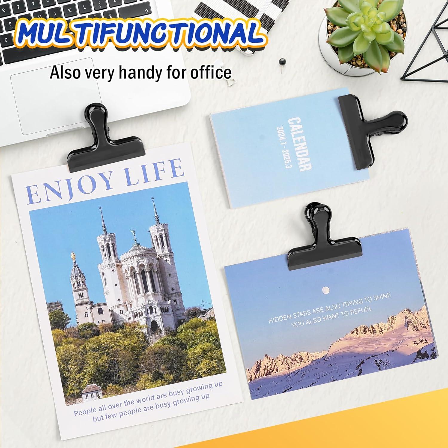 Clips de Acero Inoxidable VNDUEEY 12 Piezas 7.62 cm Negro