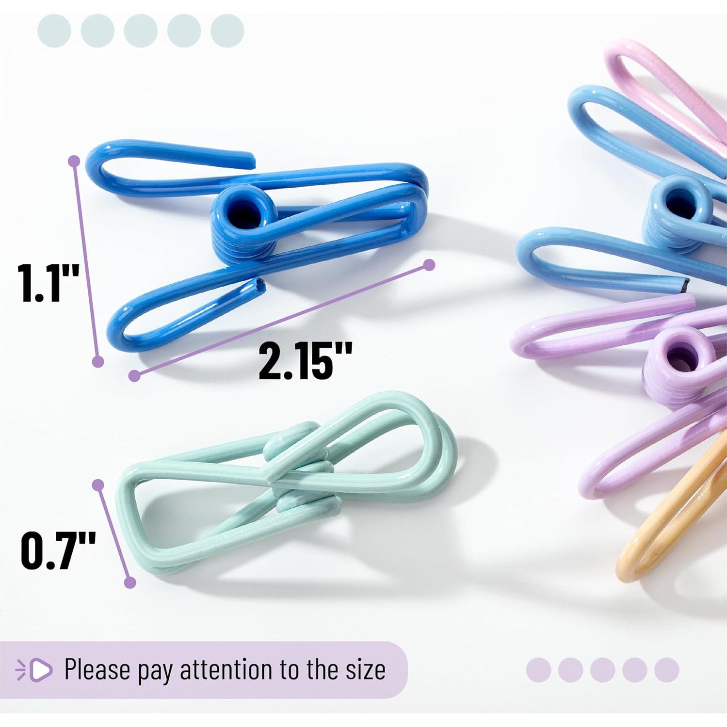 Clips para bolsas Mr. Pen, 18 piezas, colores pastel, 5 cm