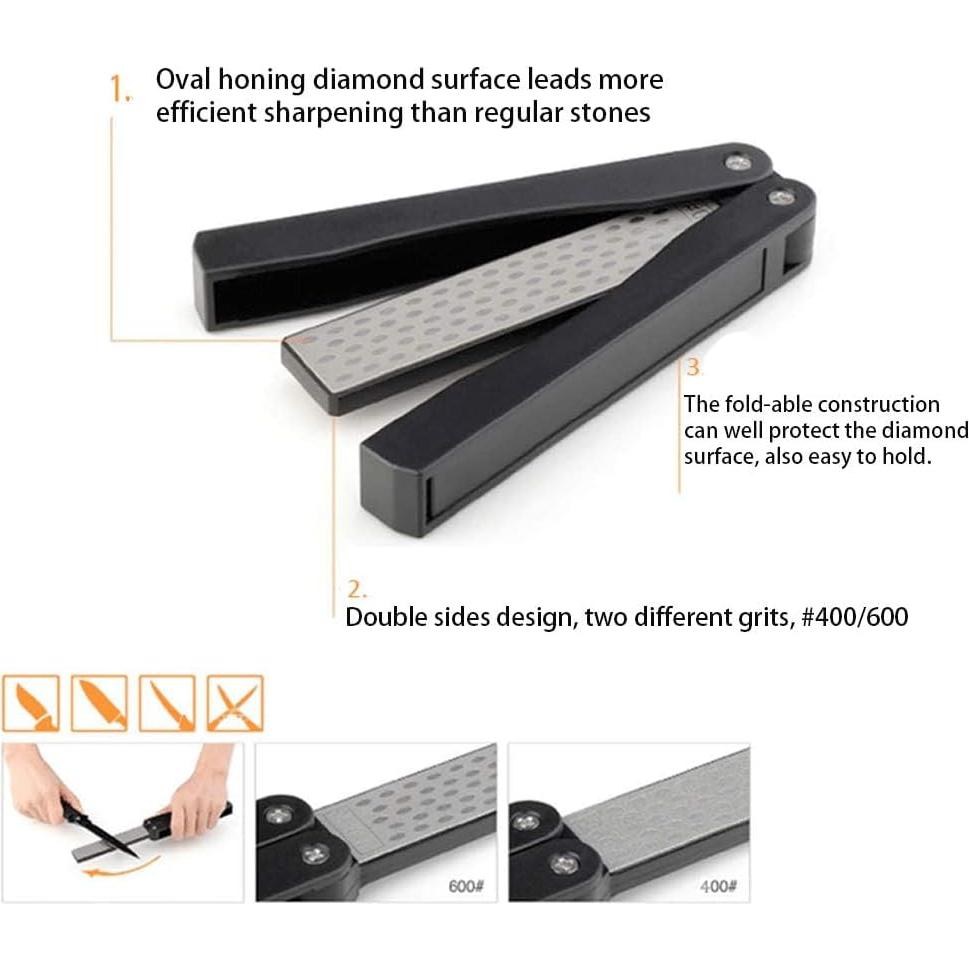 Afilador de cuchillos OSFTBVT Doble Cara Plegable Naranja