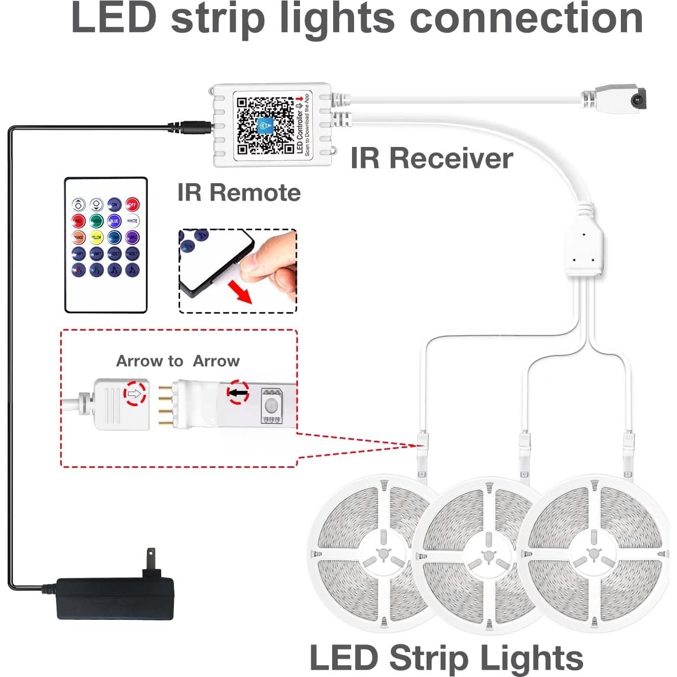Luces de Tira LED DAYBETTER 20 m RGB Impermeables Control App