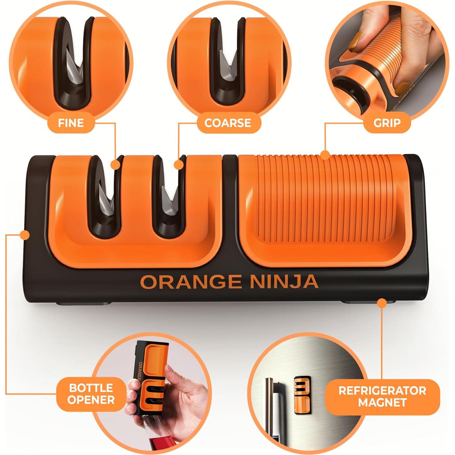 Afilador de Cuchillos Mini Ninja Sharp Pebble Naranja - Grueso y Fino