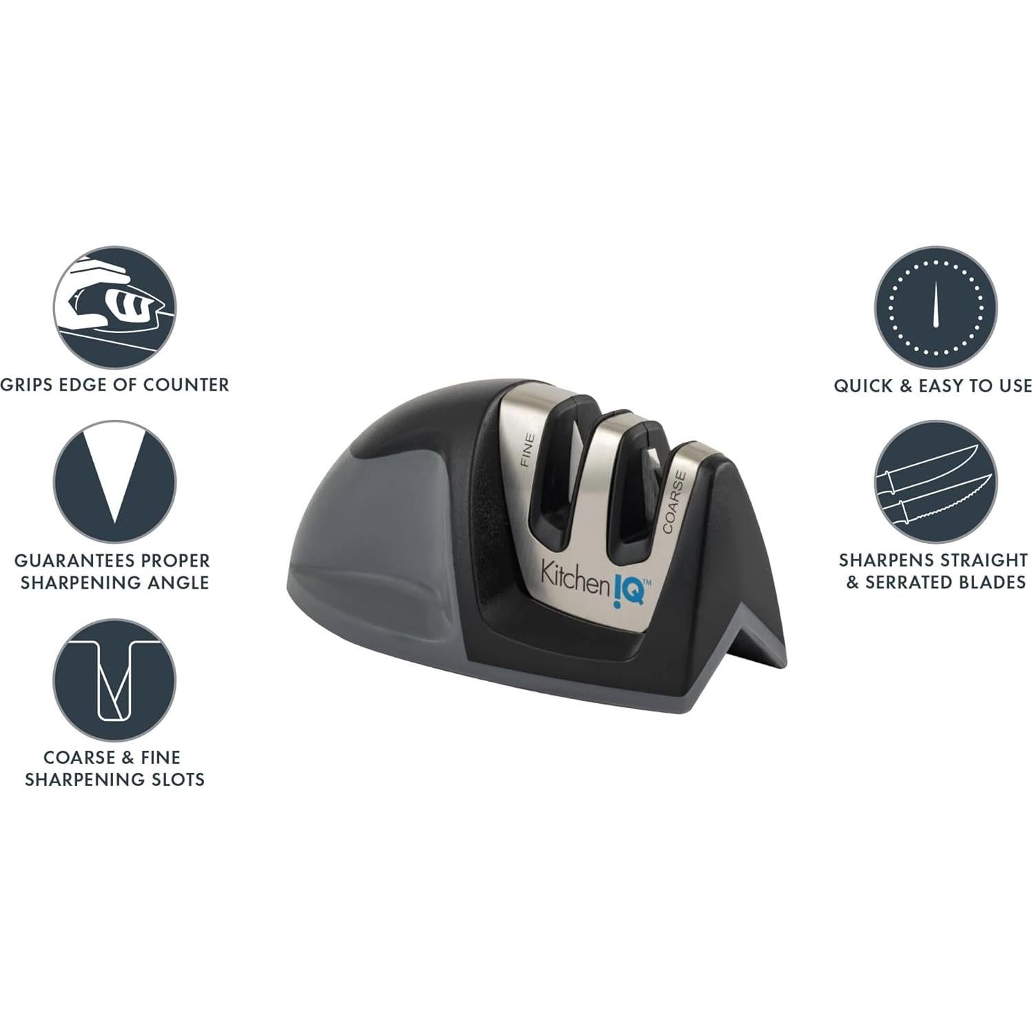 Afilador de Cuchillos KitchenIQ Edge Grip 2 Etapas Negro