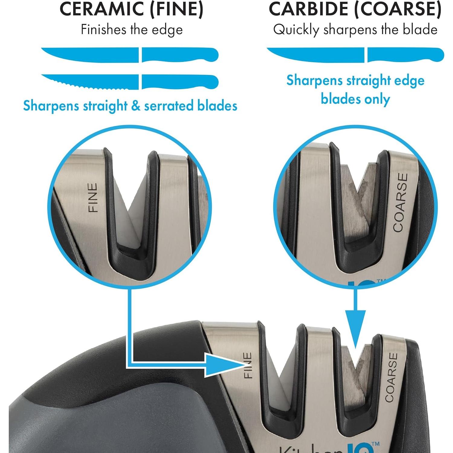 Afilador de Cuchillos KitchenIQ Edge Grip 2 Etapas Negro