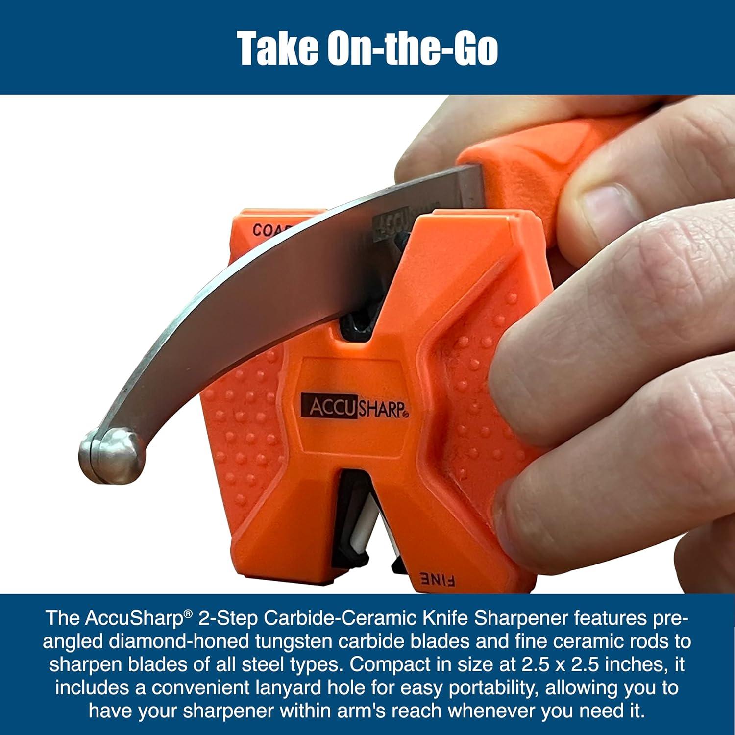 Afilador de cuchillos AccuSharp 2 etapas portátil naranja