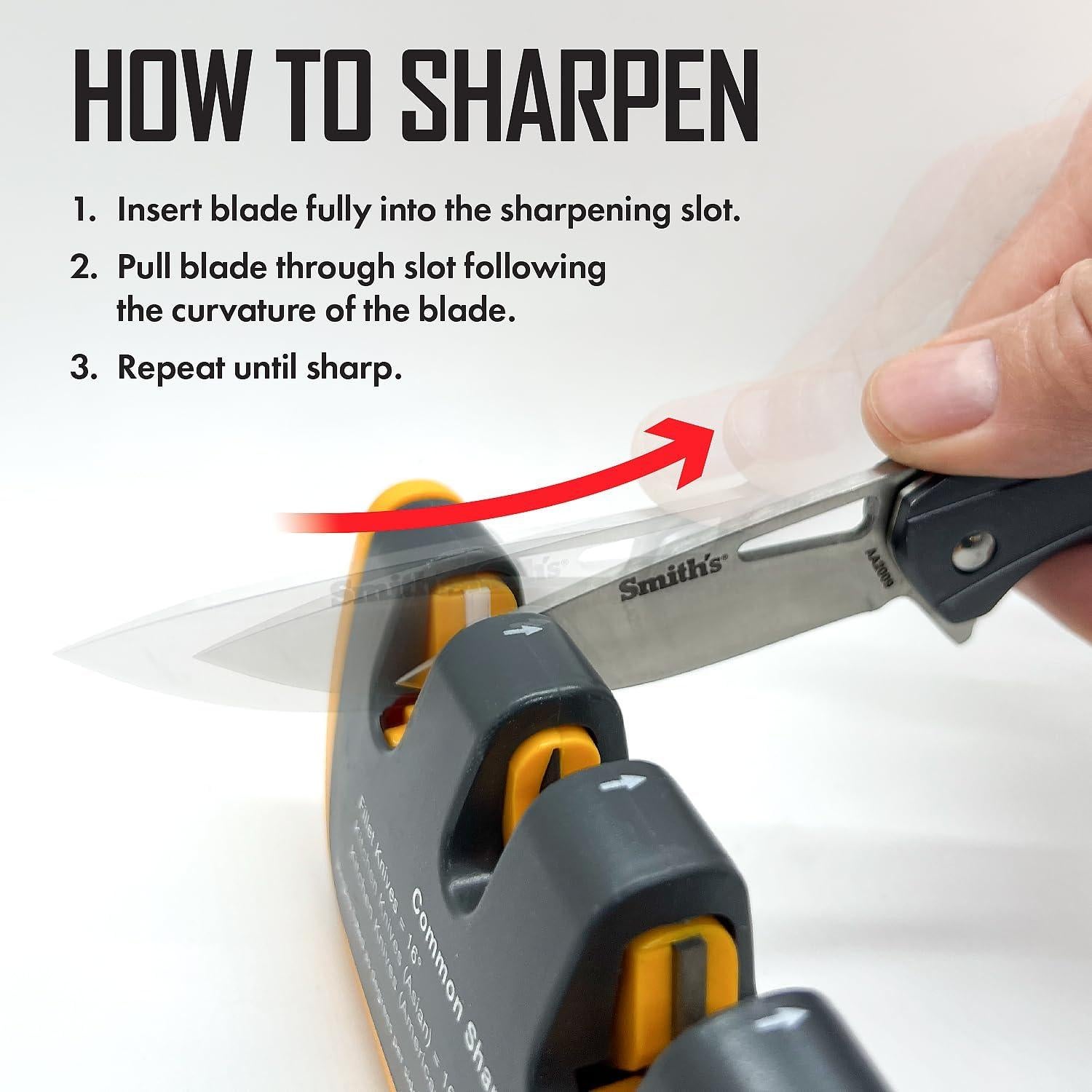 Afilador de Cuchillos Smith's 2 Etapas Ajustable Gris/Amarillo