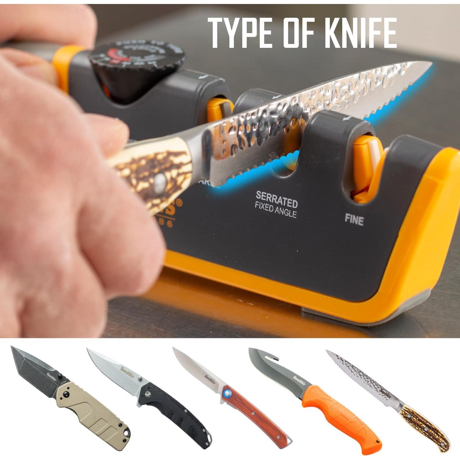 Afilador de Cuchillos Smith's 2 Etapas Ajustable Gris/Amarillo