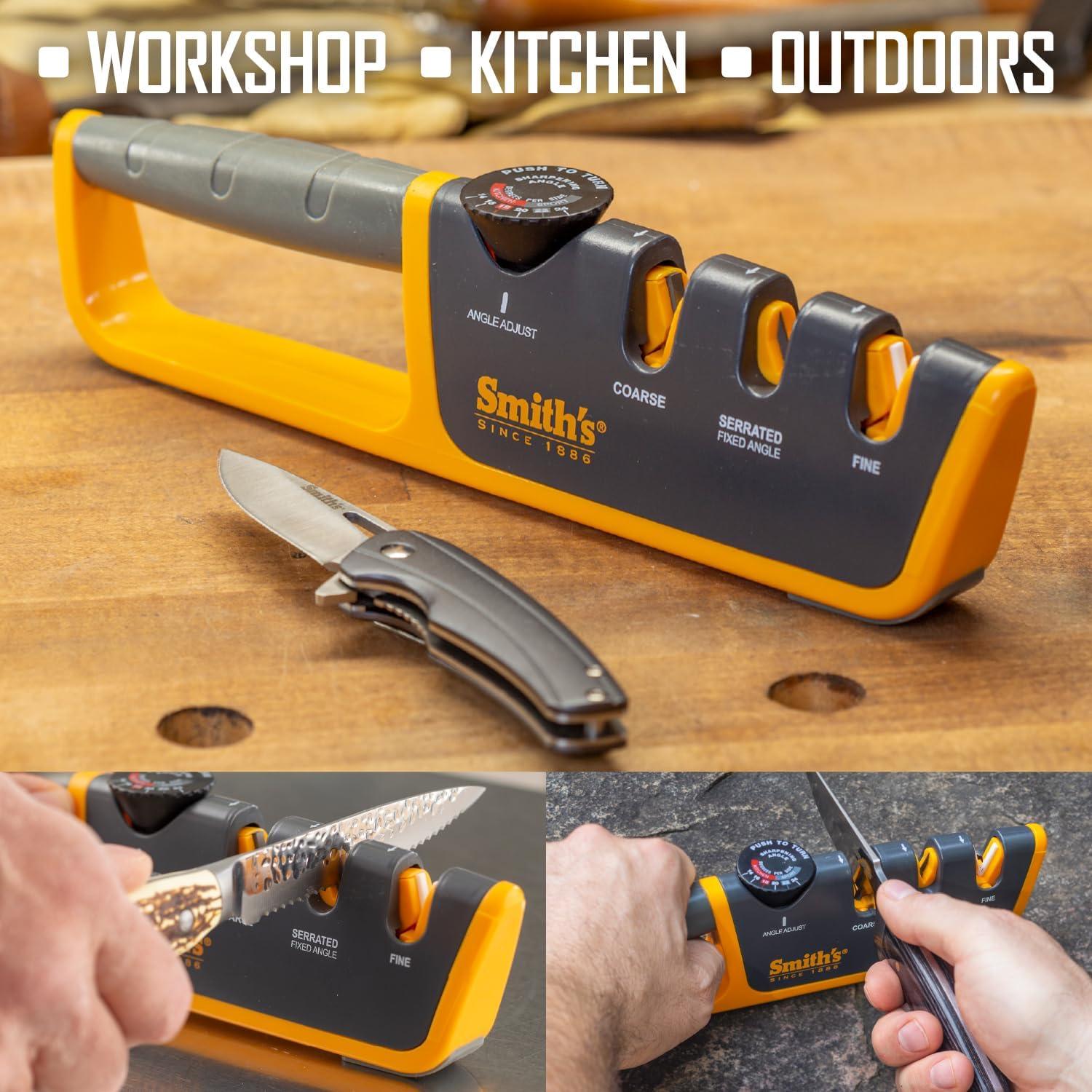 Afilador de Cuchillos Smith's 2 Etapas Ajustable Gris/Amarillo