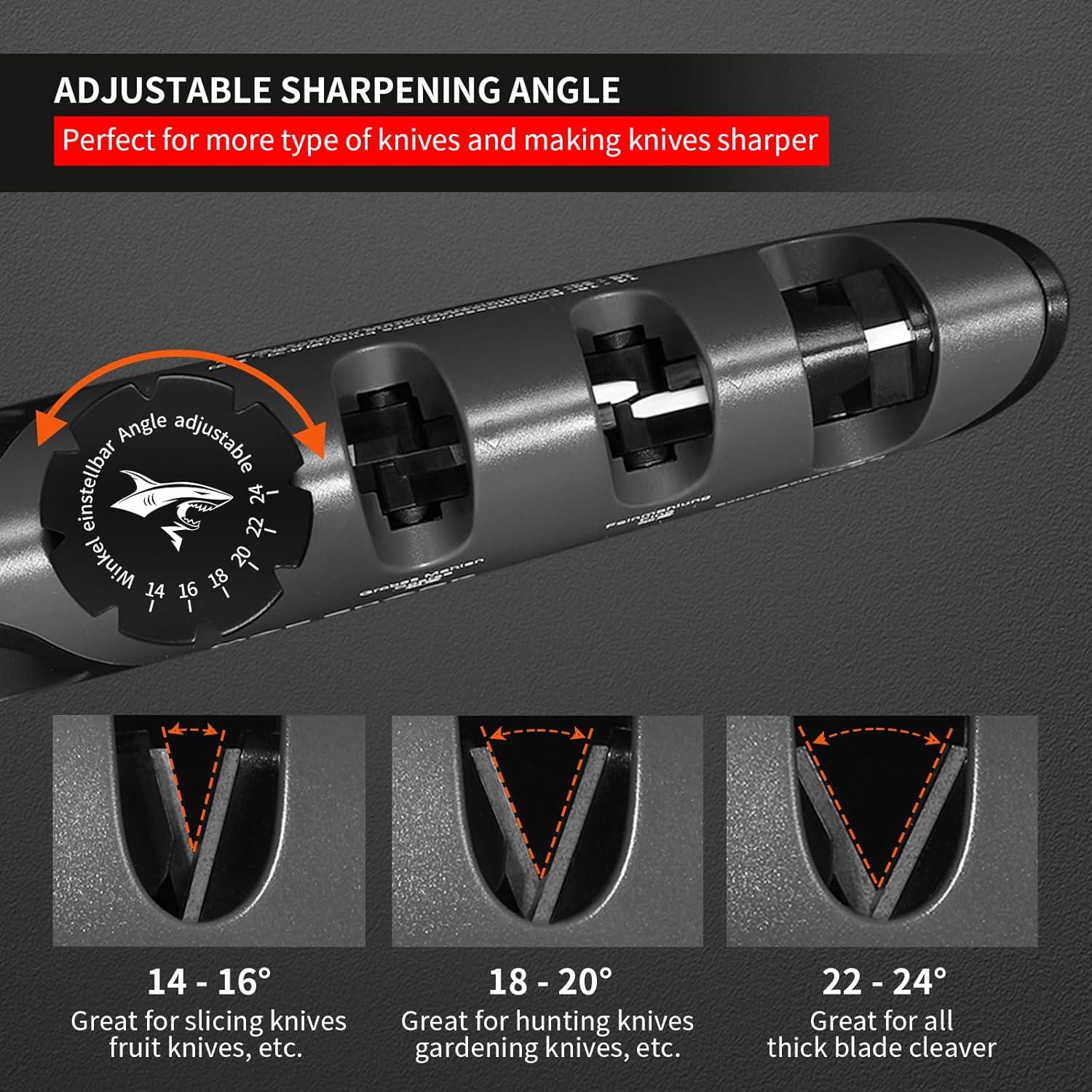 Afilador Manual MAD SHARK 6 Ángulos Ajustables Negro