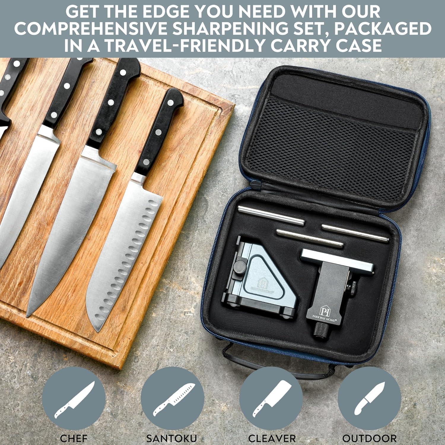 Afilador de cuchillos rodante Parkway Home con 3 placas