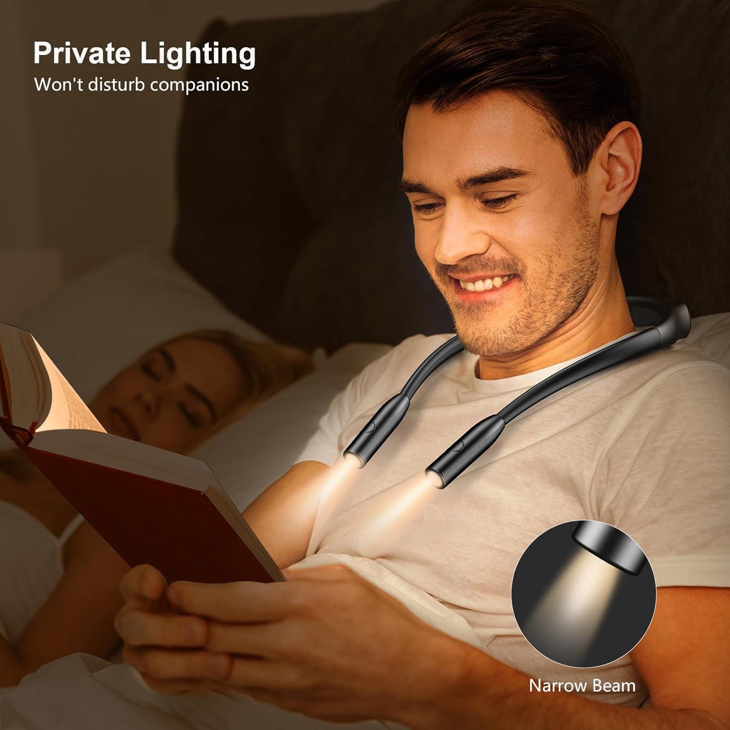 Luz de Lectura LED Gritin para el Cuello, 3 Colores, 80h