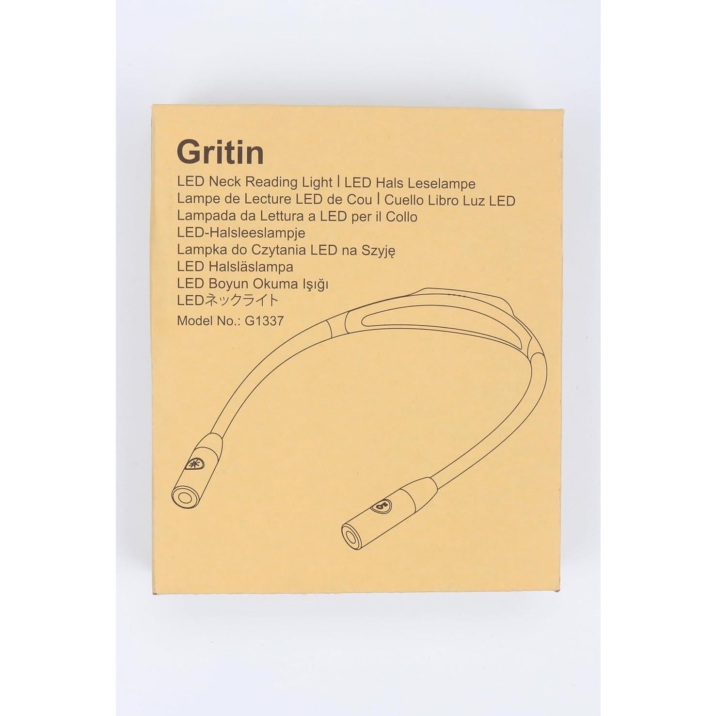 Luz de Lectura LED Gritin para el Cuello, 3 Colores, 80h