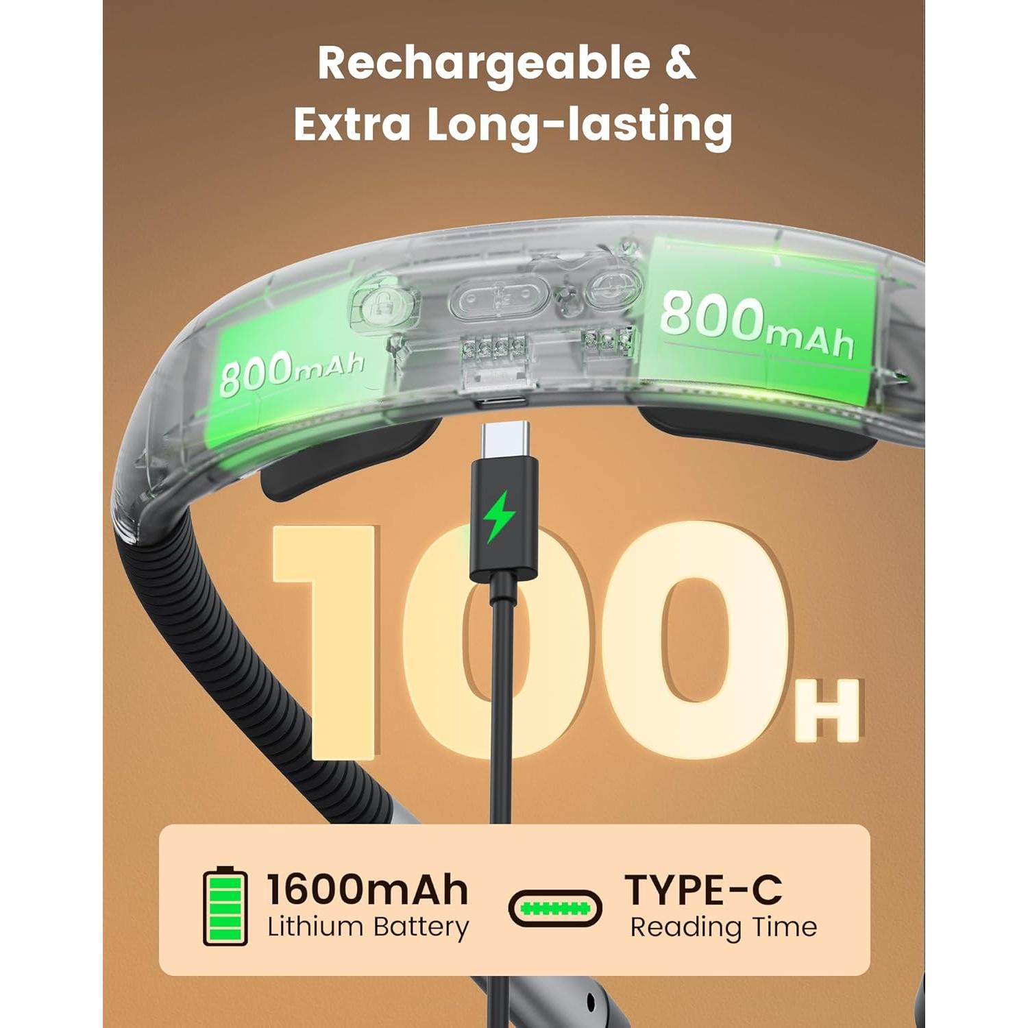 Luz de Cuello Glocusent Recargable 1200mAh 5 Brillos 3 Colores