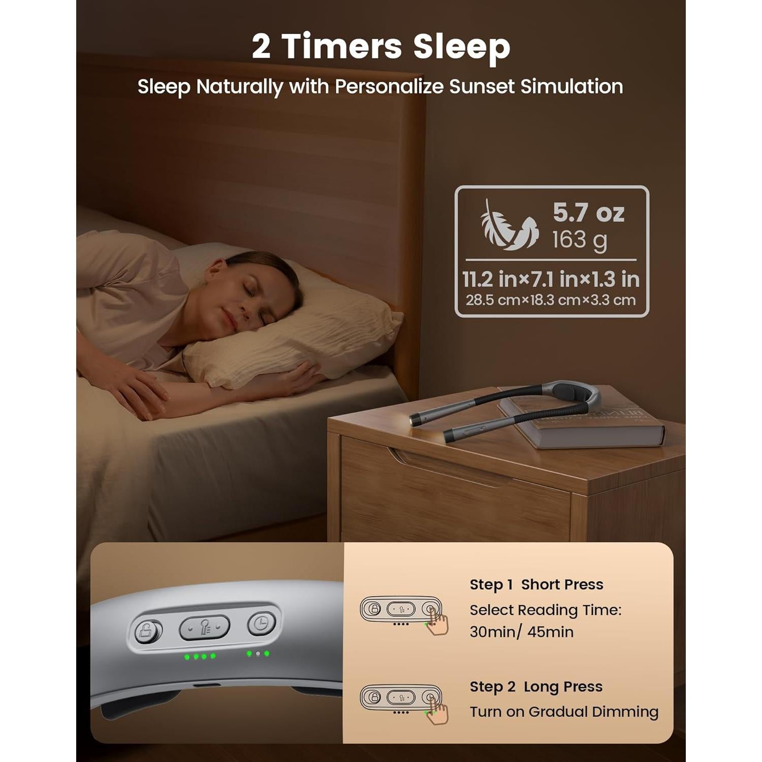 Luz de Cuello Glocusent Recargable 1200mAh 5 Brillos 3 Colores