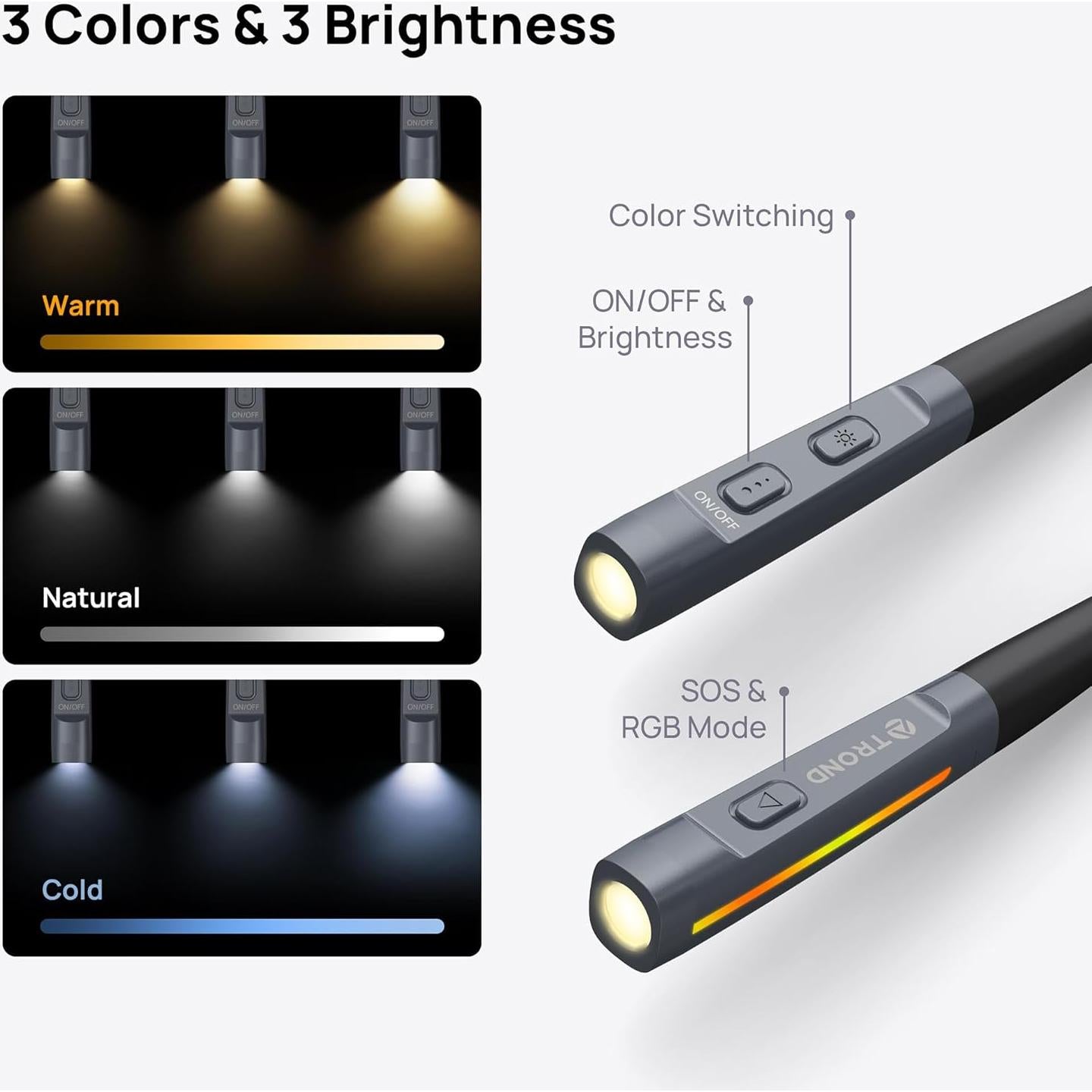 Luz de Lectura para el Cuello TROND LED Recargable 1000mAh