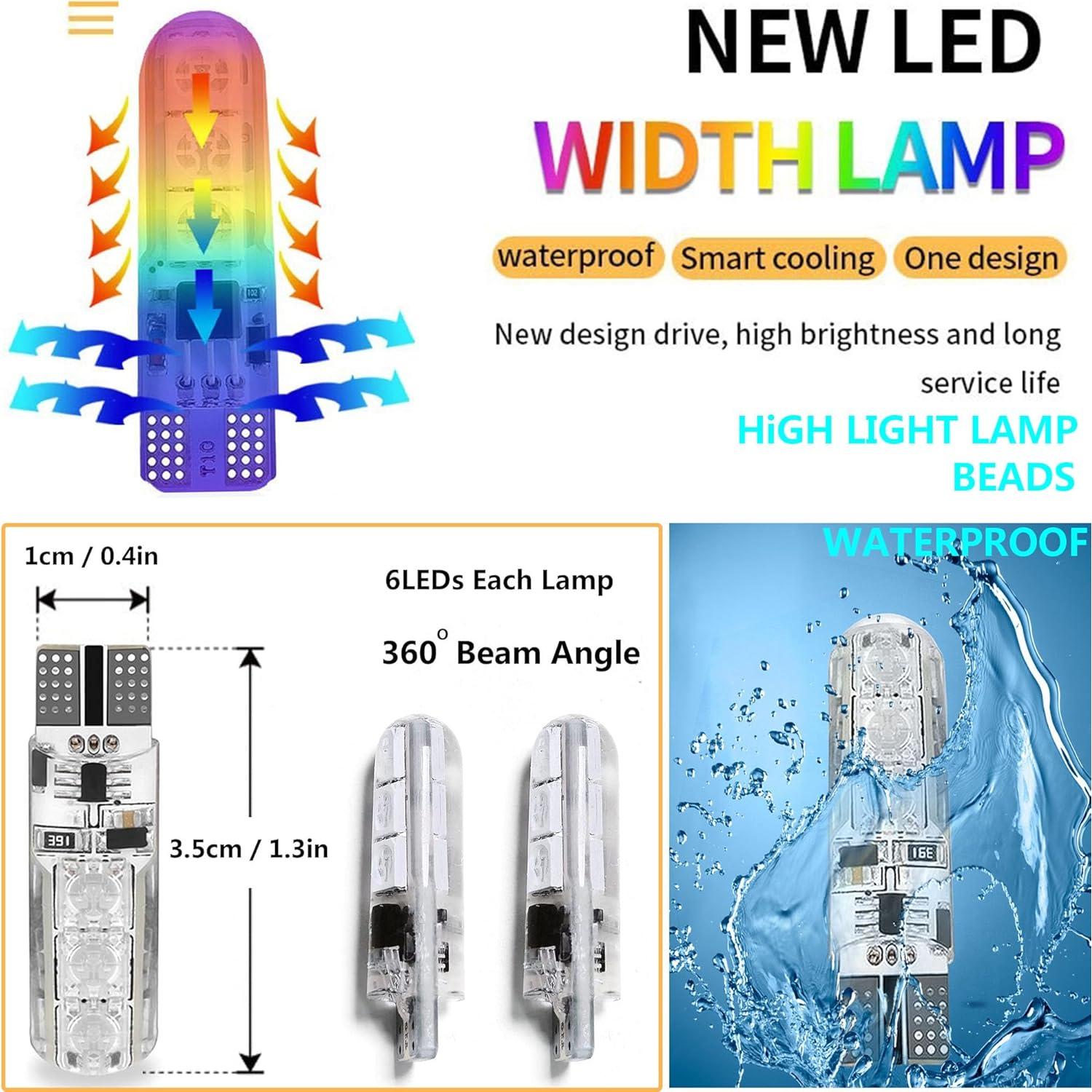 2 Pcs Bombilla LED T10 RGB FZSSHYG Control Remoto 16 Colores