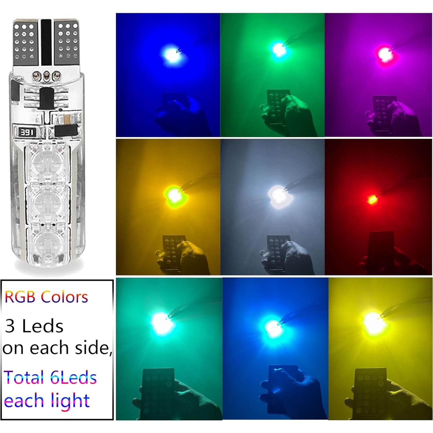 2 Pcs Bombilla LED T10 RGB FZSSHYG Control Remoto 16 Colores
