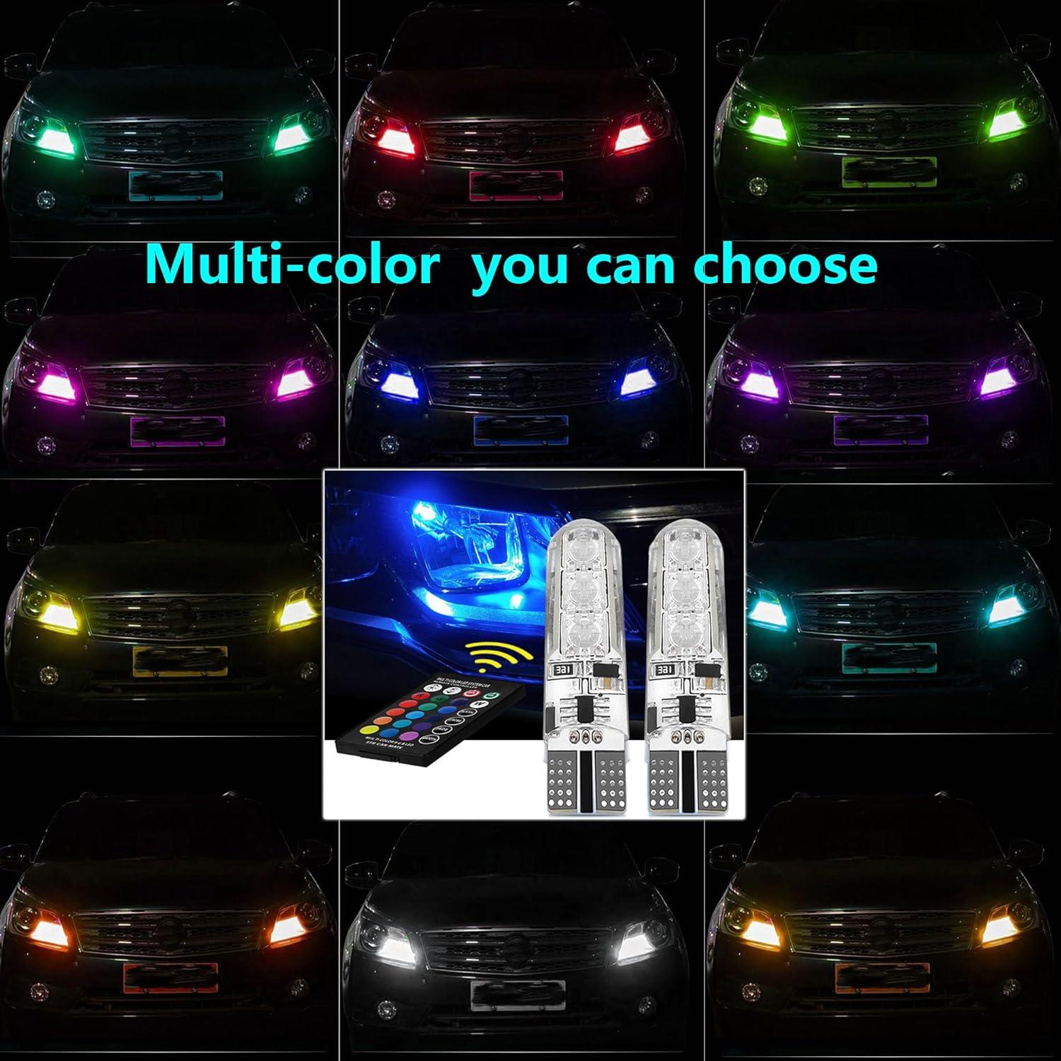 2 Pcs Bombilla LED T10 RGB FZSSHYG Control Remoto 16 Colores