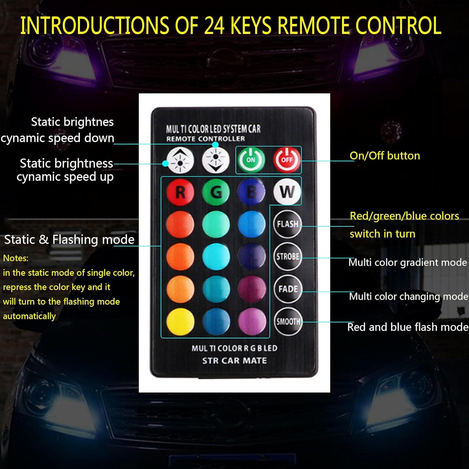 2 Pcs Bombilla LED T10 RGB FZSSHYG Control Remoto 16 Colores