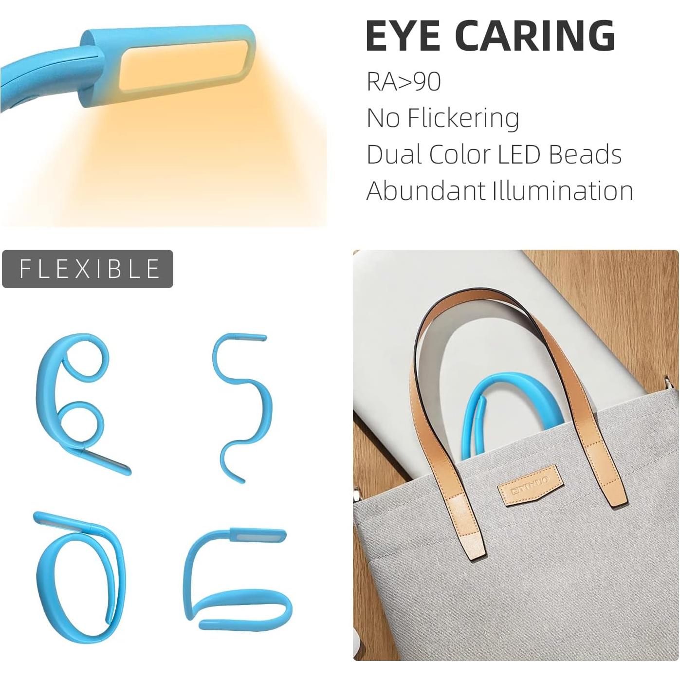 Luz de libro LED LALAKU GH-8, 3 modos, recargable, flexible