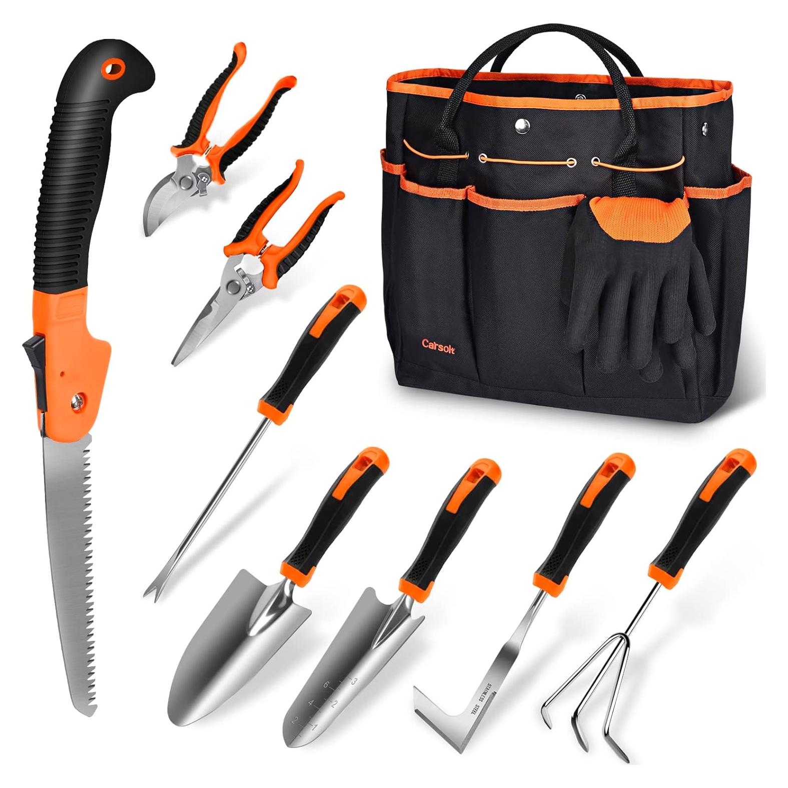 Juego de Herramientas de Jardín Carsolt 10 Piezas Acero Inoxidable