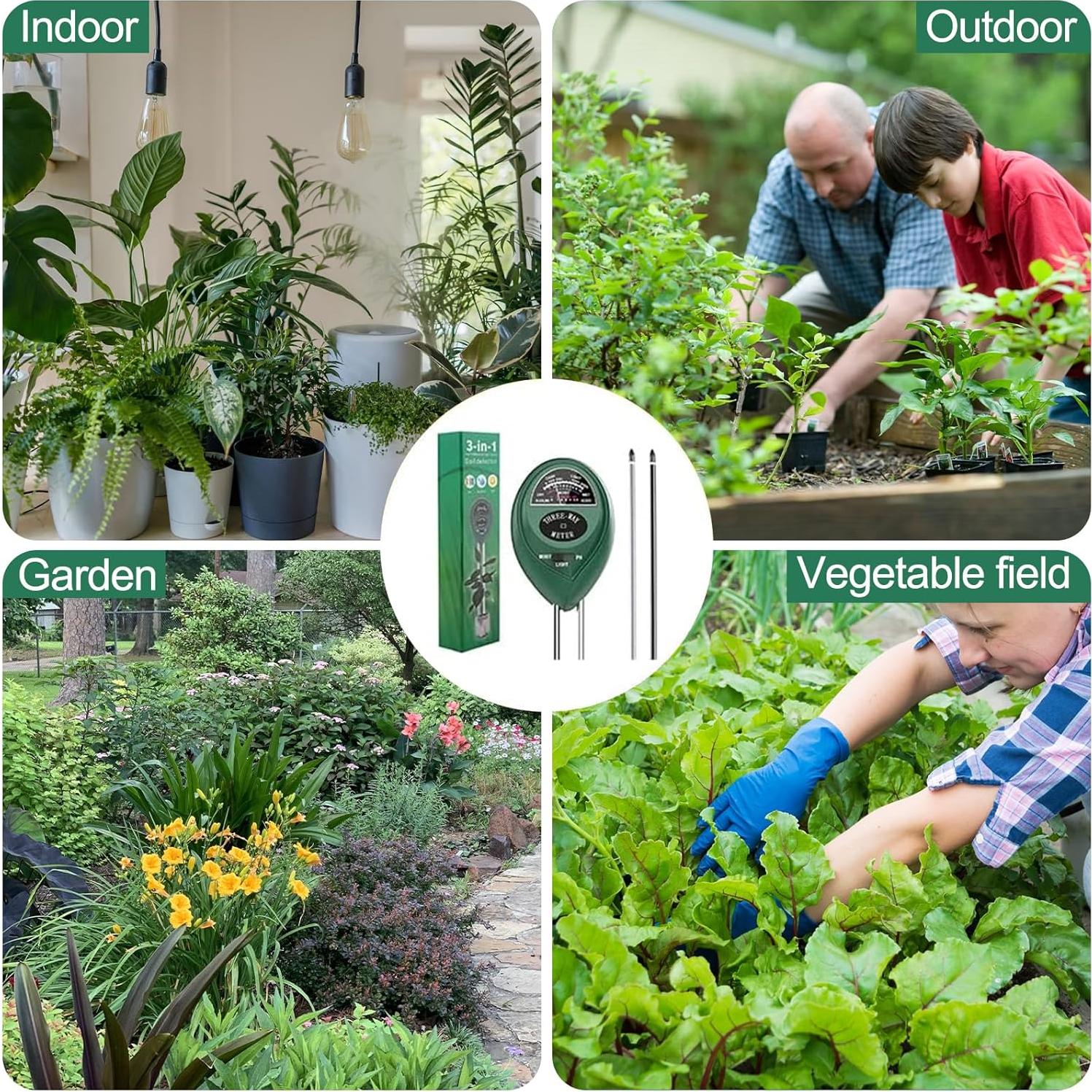 Medidor de Suelo 3 en 1 Maxsolve - Humedad, Luz y pH