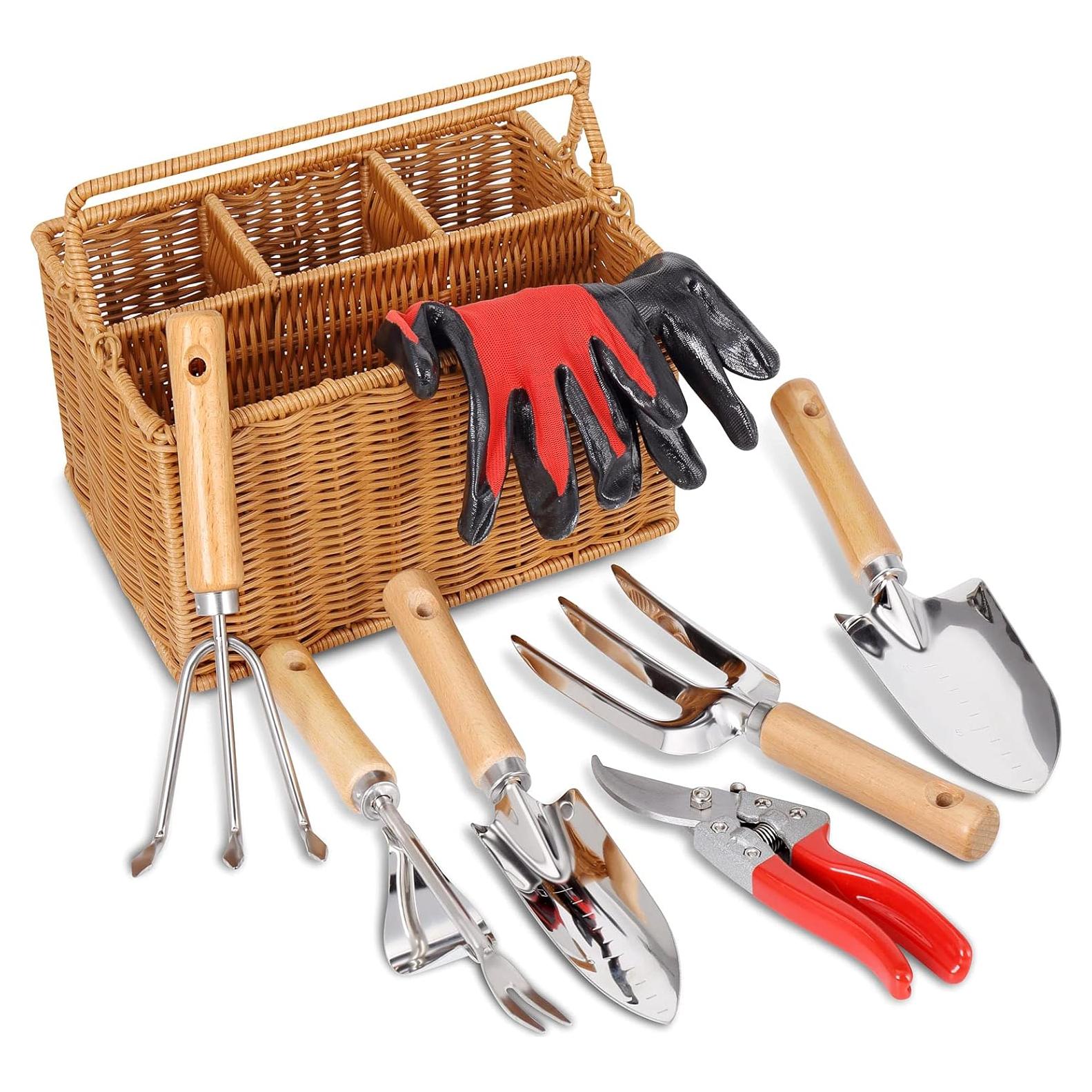 Juego de Herramientas de Jardín SOLIGT 8 Piezas Acero Inoxidable