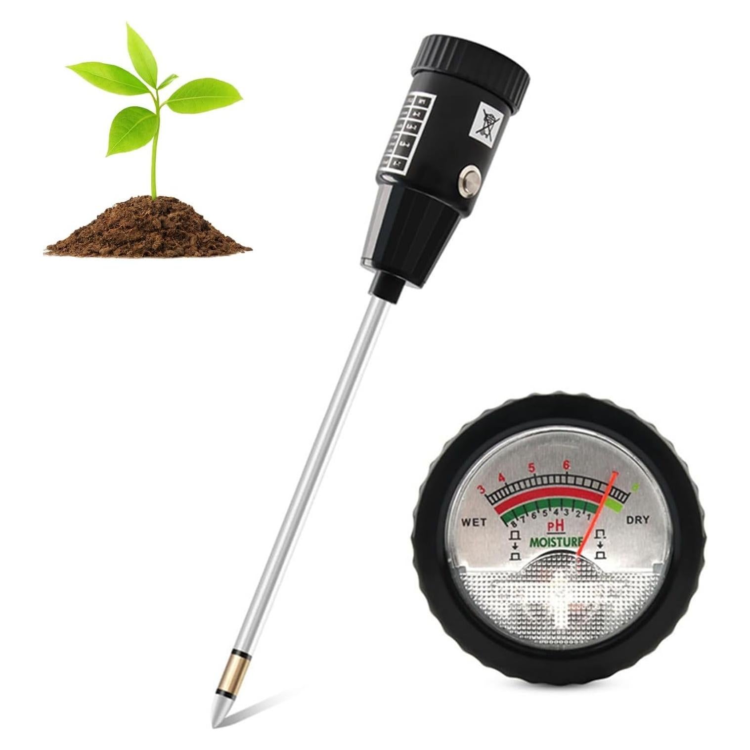 Medidor de pH y humedad del suelo Drphiru 295mm