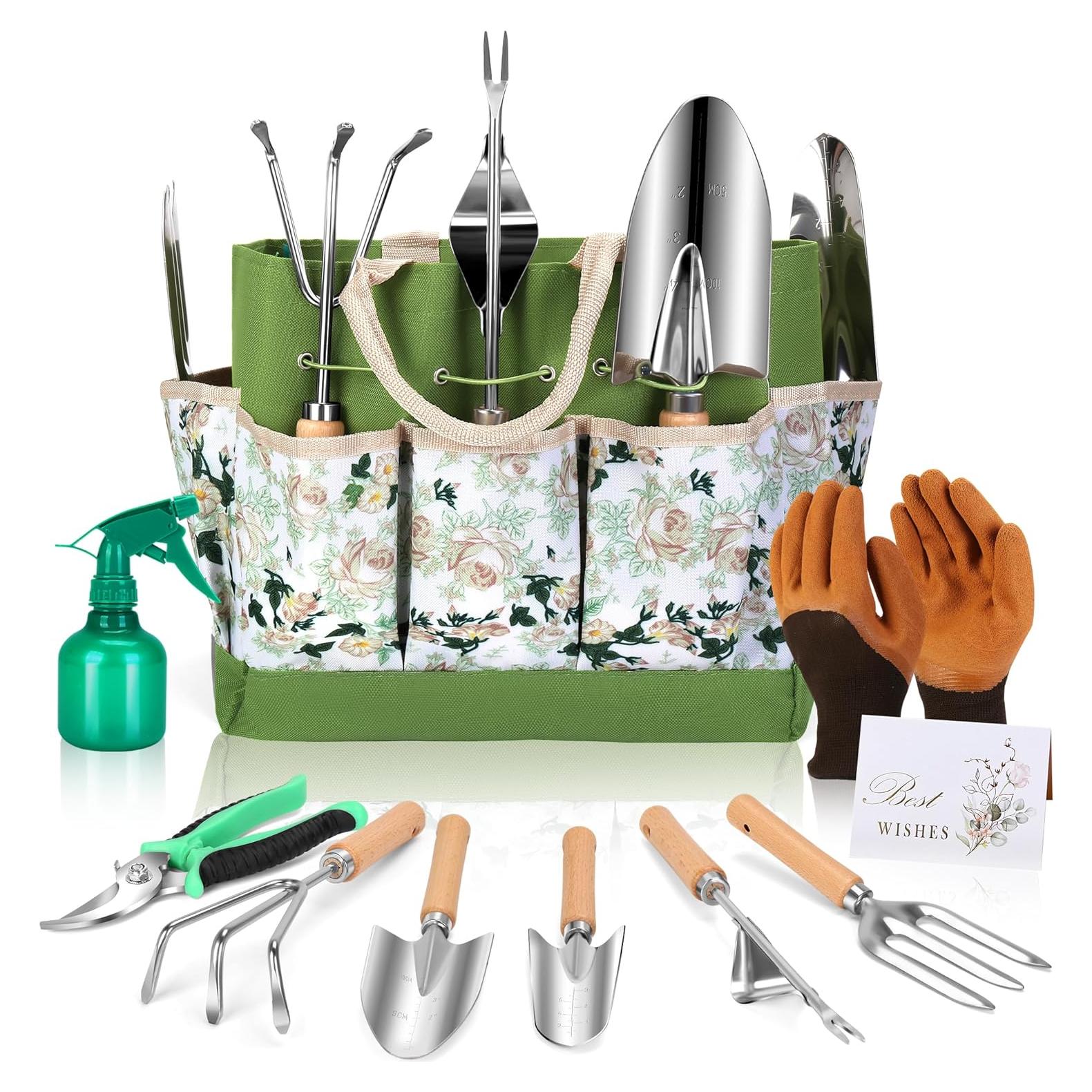 Juego de Herramientas de Jardinería DIGOAKO 10 Piezas con Guantes