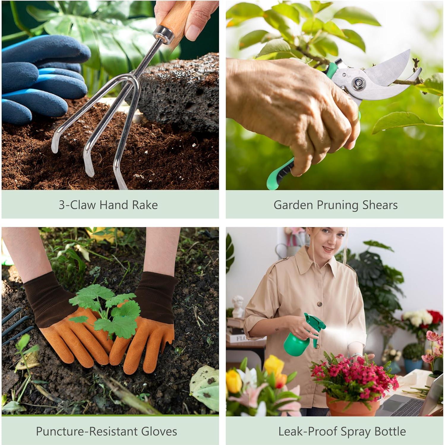 Juego de Herramientas de Jardinería DIGOAKO 10 Piezas con Guantes