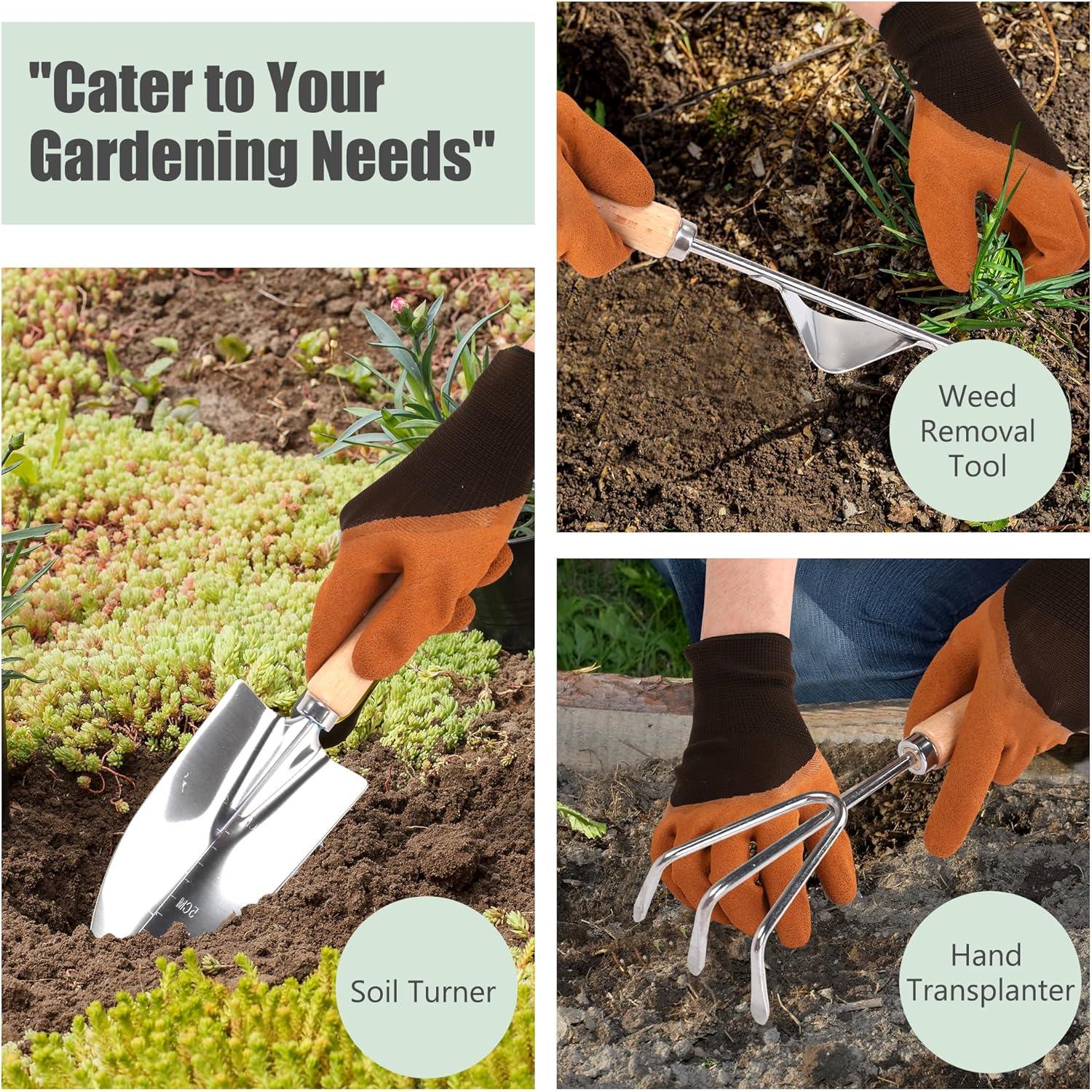 Juego de Herramientas de Jardinería DIGOAKO 10 Piezas con Guantes