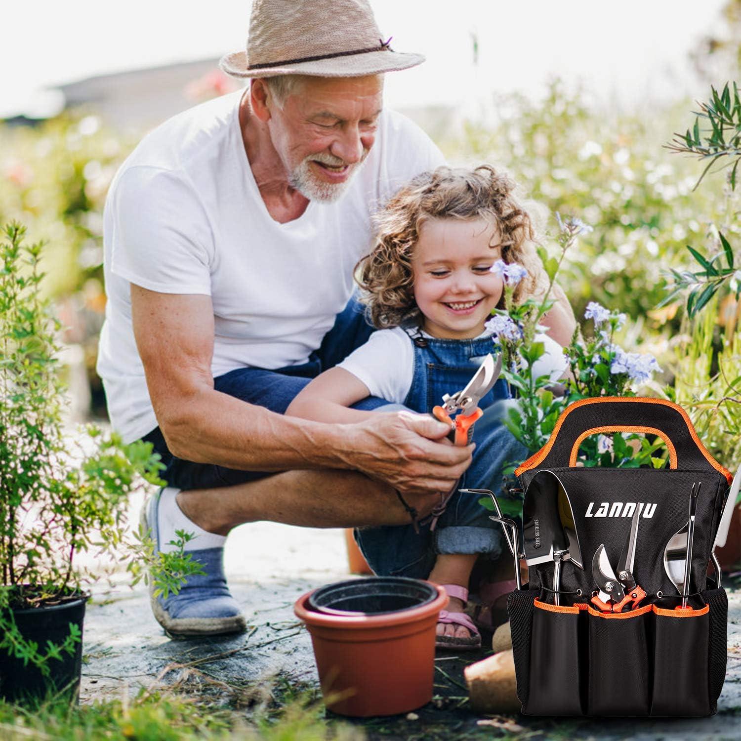 Juego de Herramientas de Jardín LANNIU 9 Piezas Acero Inoxidable