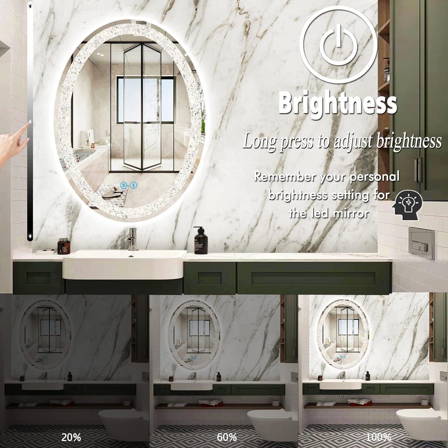 Espejo LED Ovalado Thekla 81x61 cm Iluminado Táctil