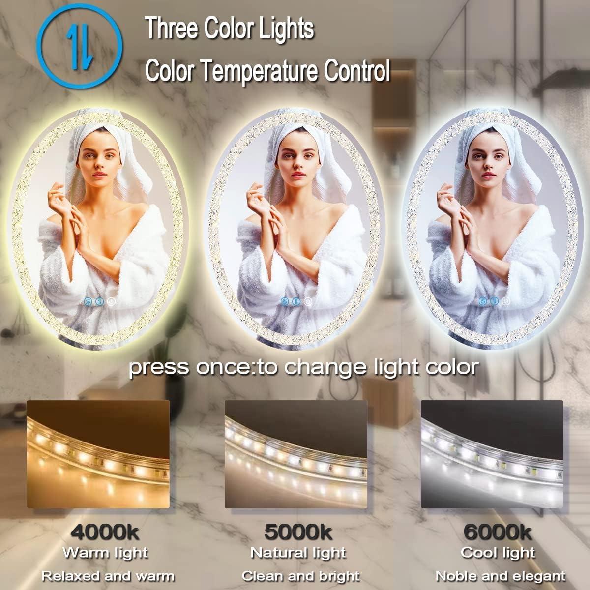 Espejo LED Ovalado Thekla 81x61 cm Iluminado Táctil