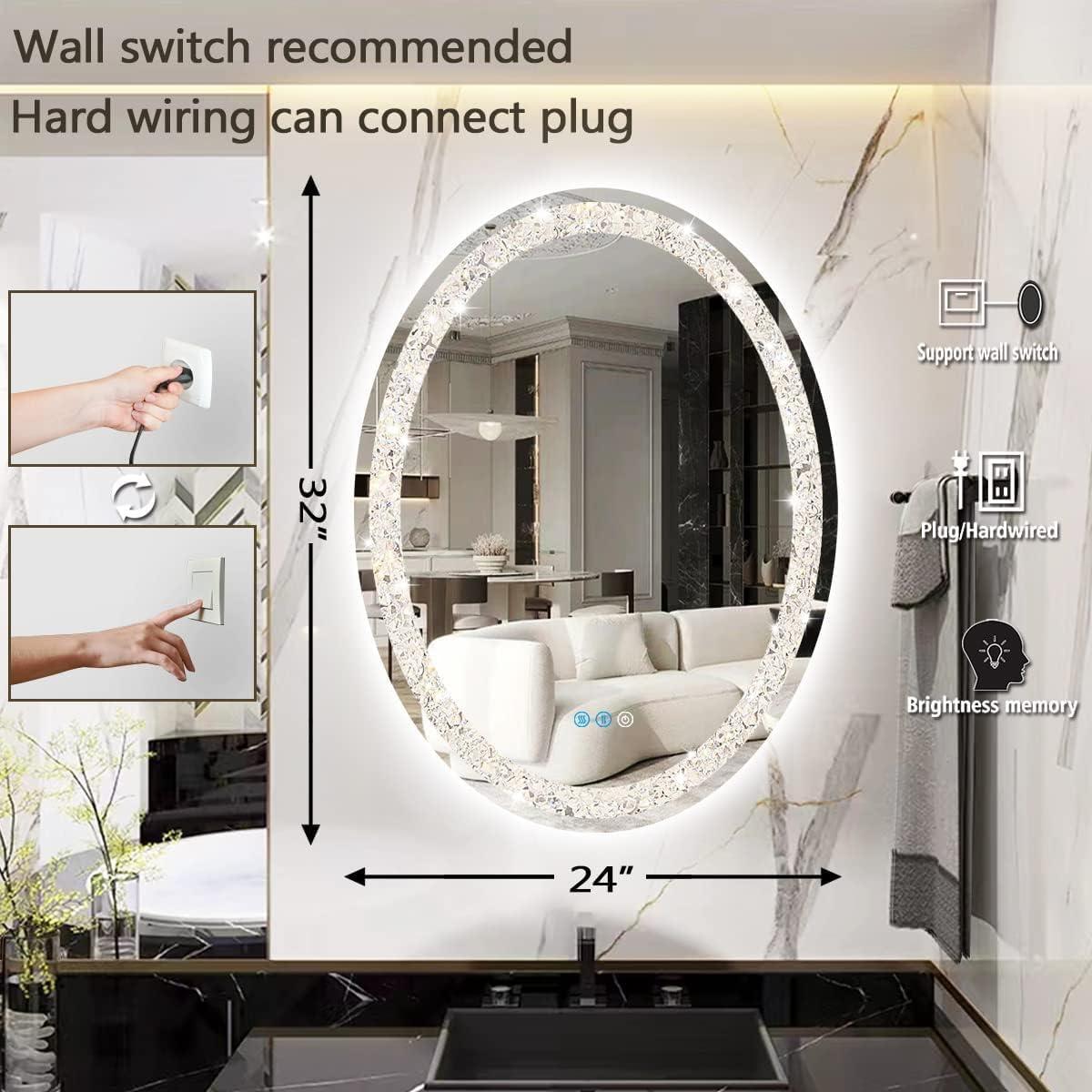 Espejo LED Ovalado Thekla 81x61 cm Iluminado Táctil