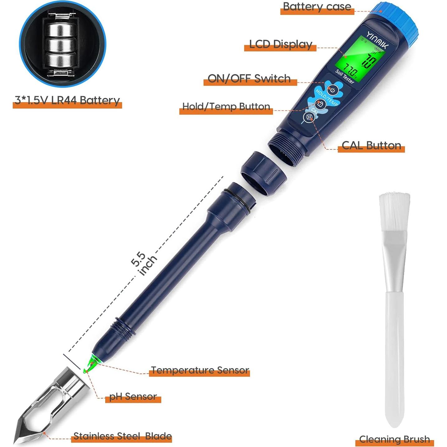 Medidor de pH Digital YINMIK para Suelo y Agua - Kit Profesional