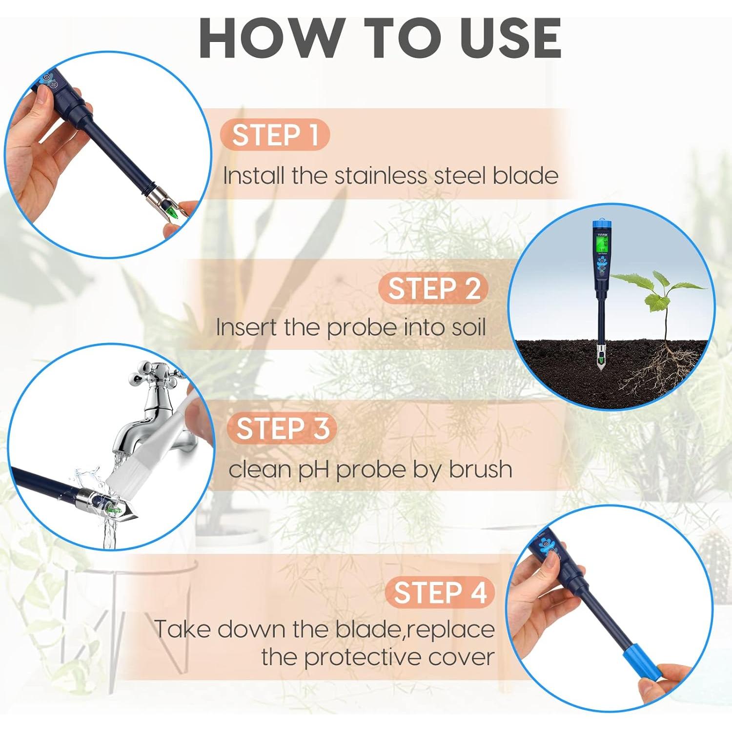 Medidor de pH Digital YINMIK para Suelo y Agua - Kit Profesional