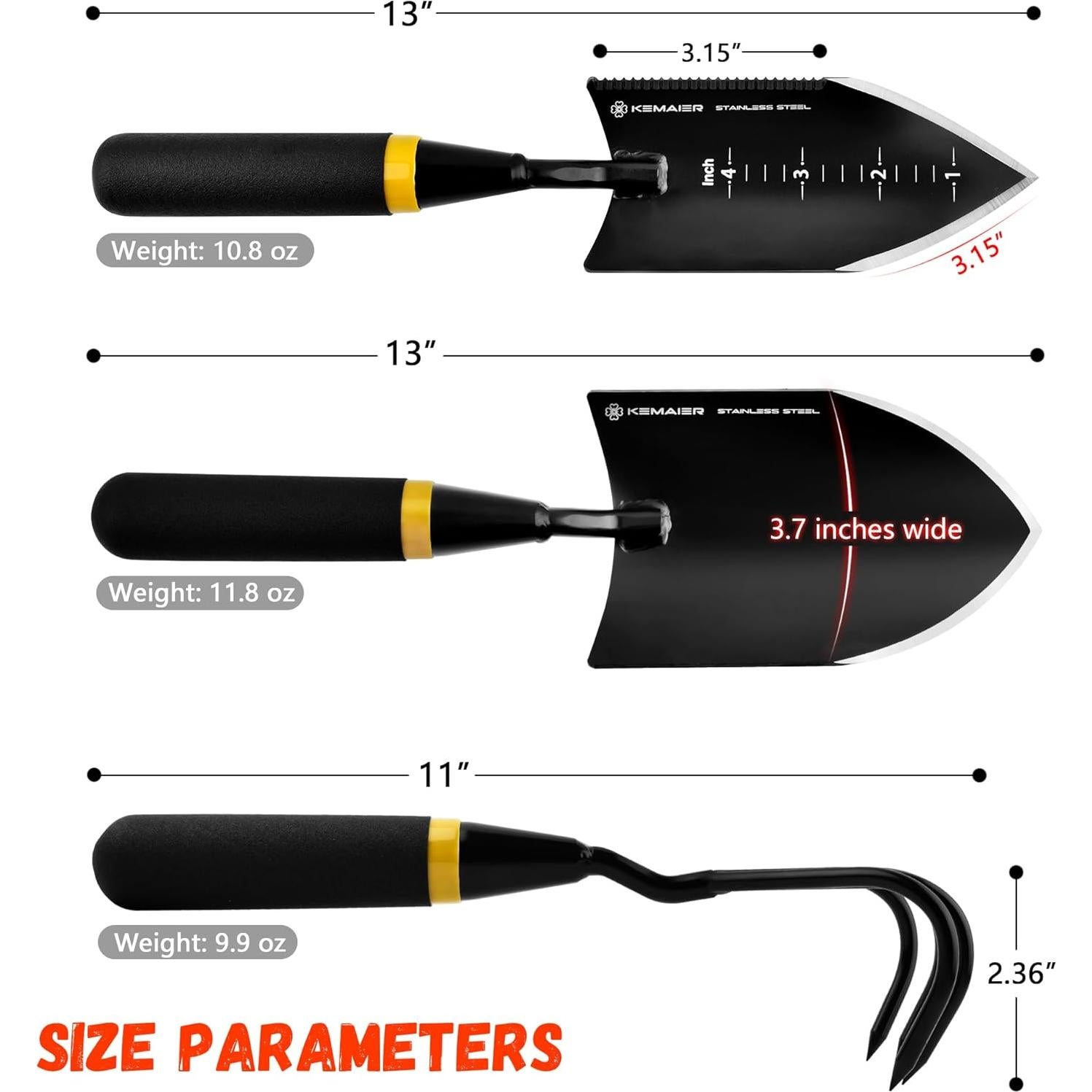 Juego de Herramientas de Jardinería Kemaier 7 Piezas Acero Inoxidable