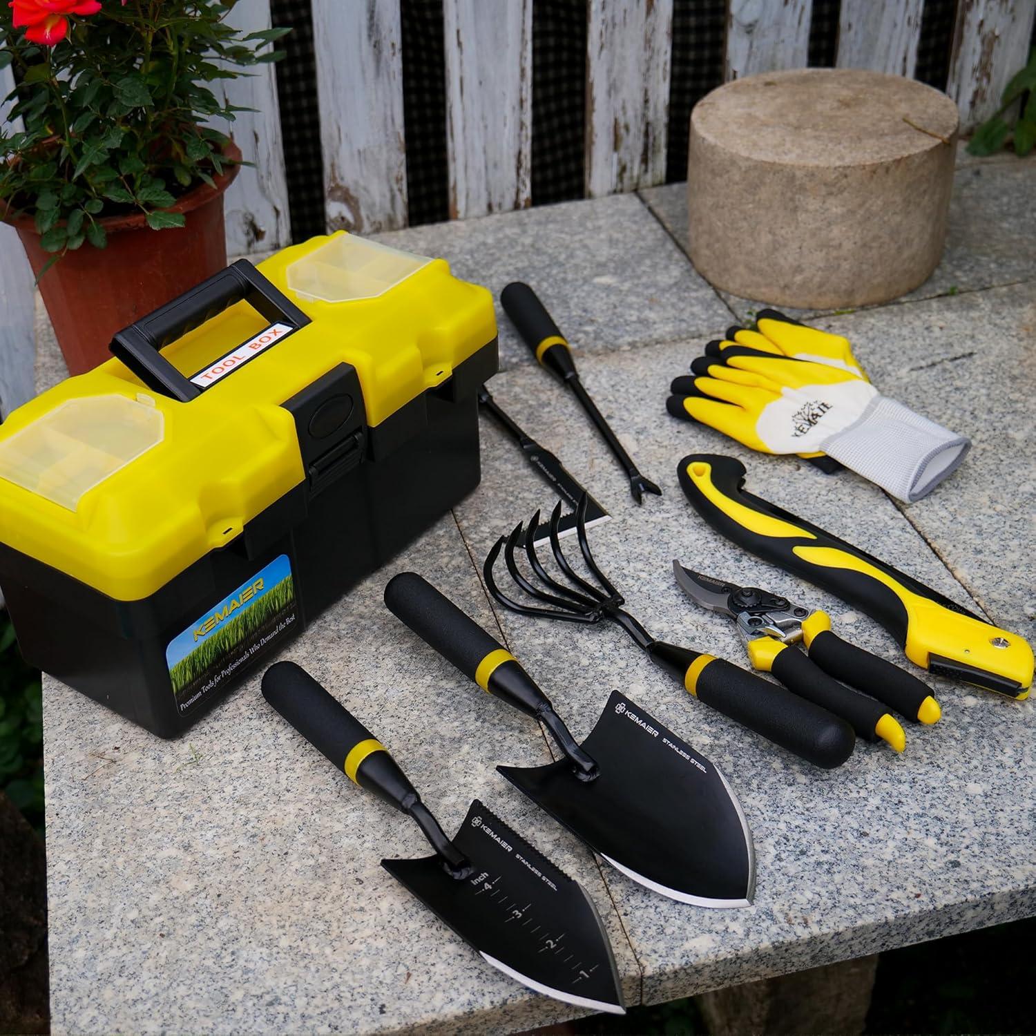 Juego de Herramientas de Jardinería Kemaier 7 Piezas Acero Inoxidable