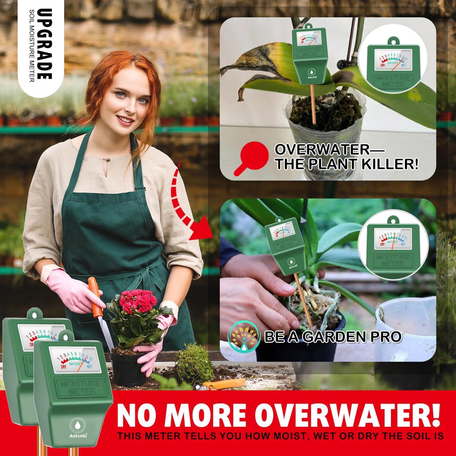 Medidor de Humedad del Suelo Antonki 2 Pack - Sin Batería