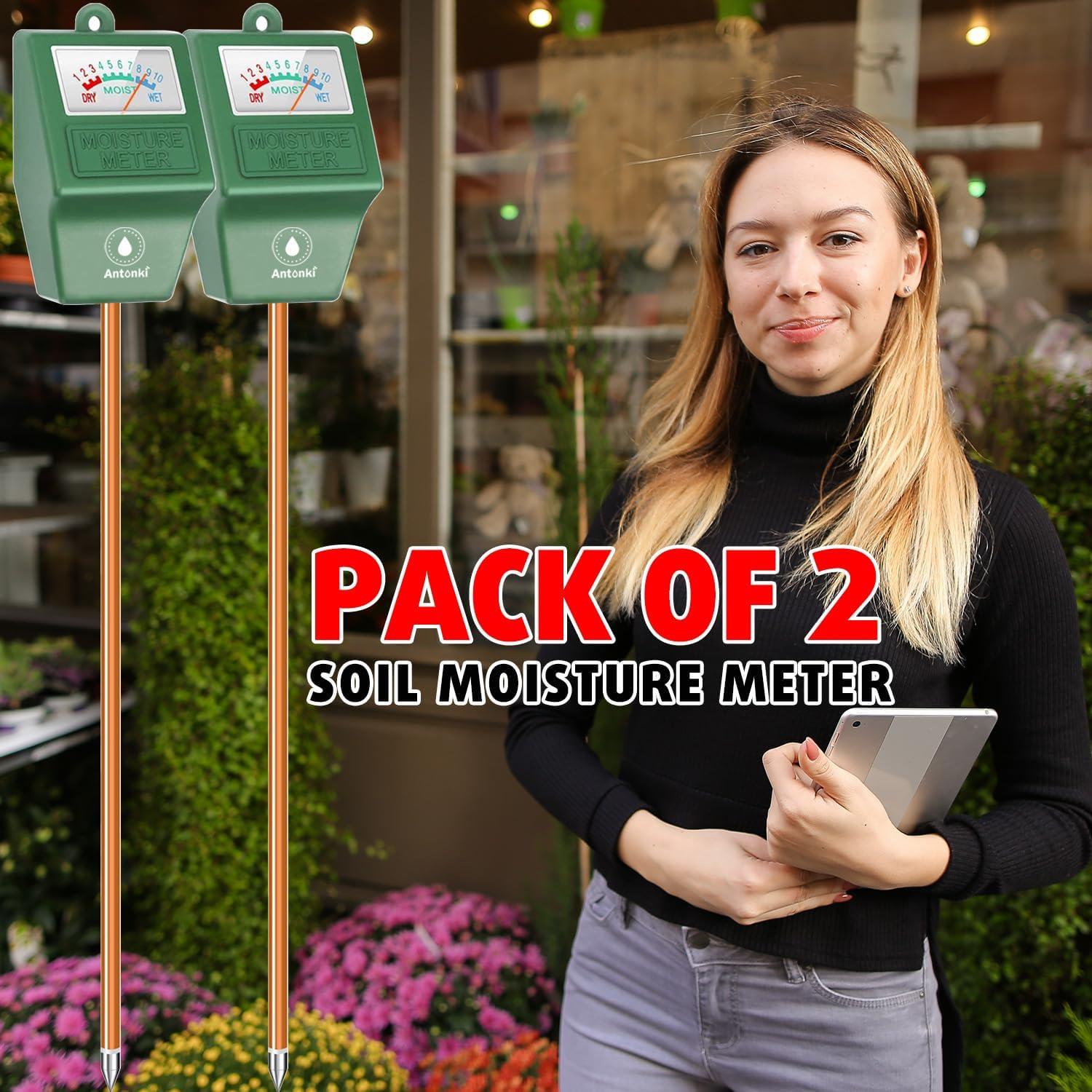 Medidor de Humedad del Suelo Antonki 2 Pack - Sin Batería